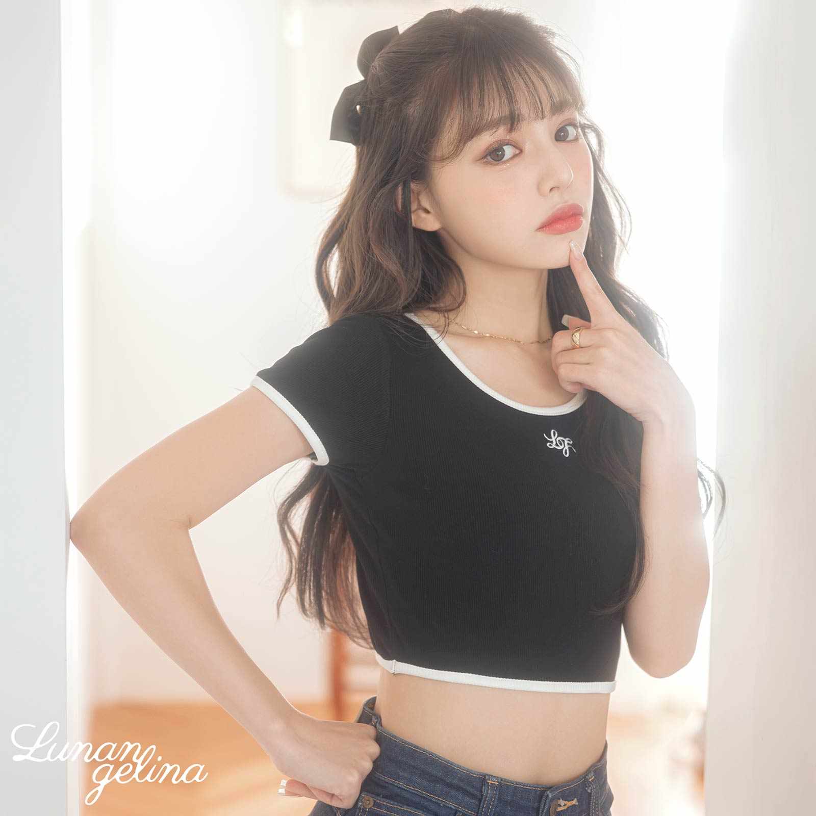 【吉木千沙都(ちぃぽぽ)プロデュース/lunangelina】CROPPED BYCOLOR T-SHIRT