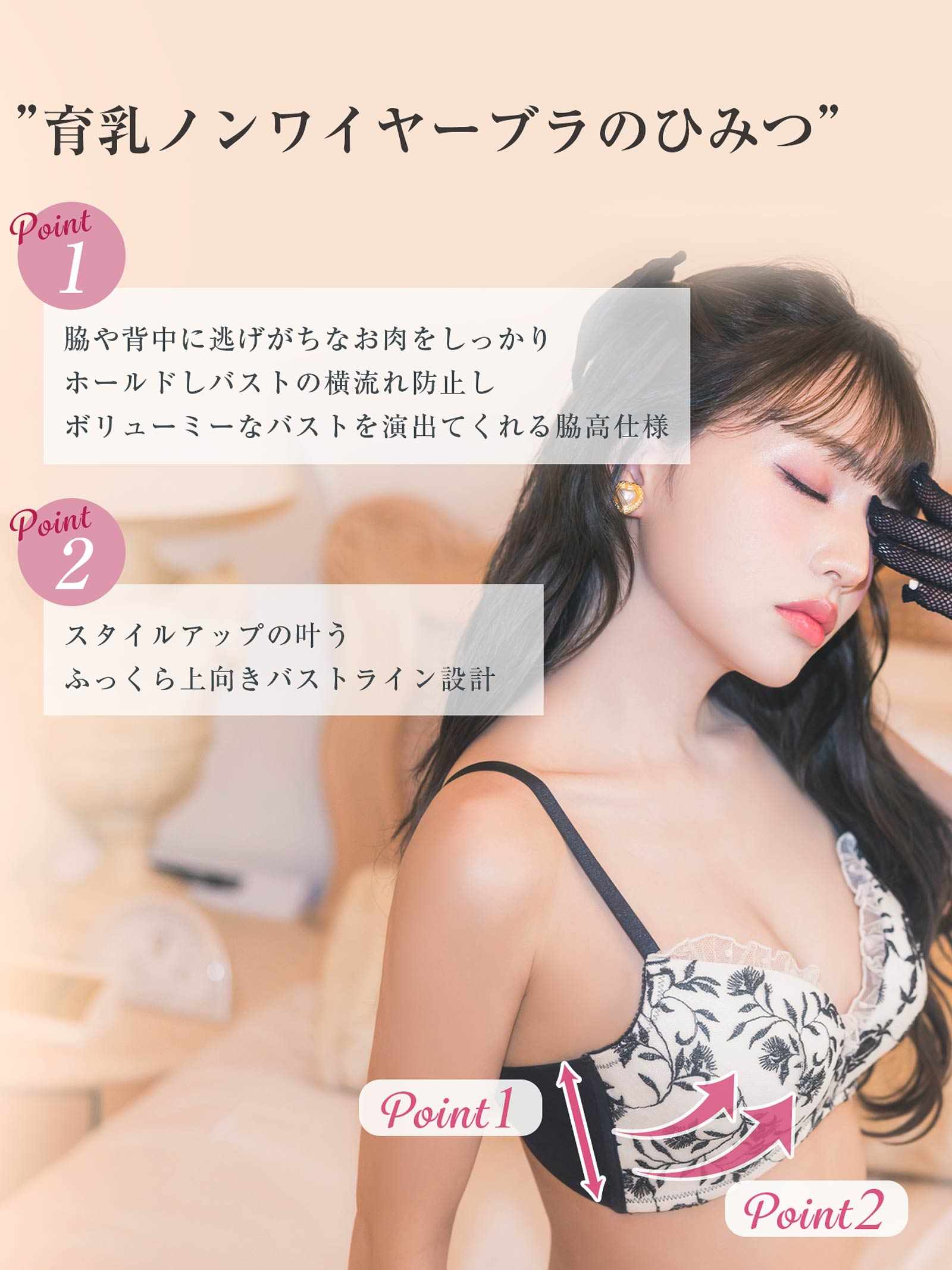 2/3新作!【吉木千沙都(ちぃぽぽ)プロデュース/lunangelina】Botanical Dot Frill Bra/White