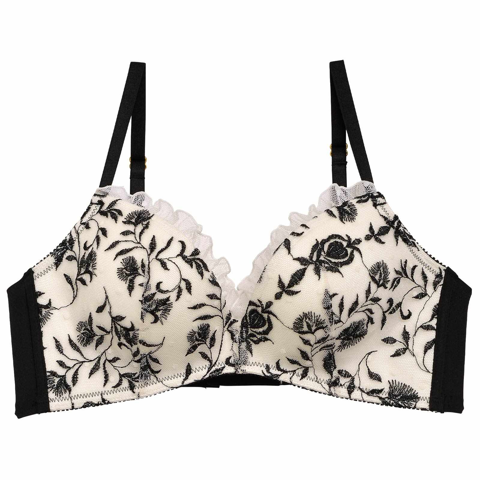 【吉木千沙都(ちぃぽぽ)プロデュース/lunangelina】Botanical Dot Frill Bra/White