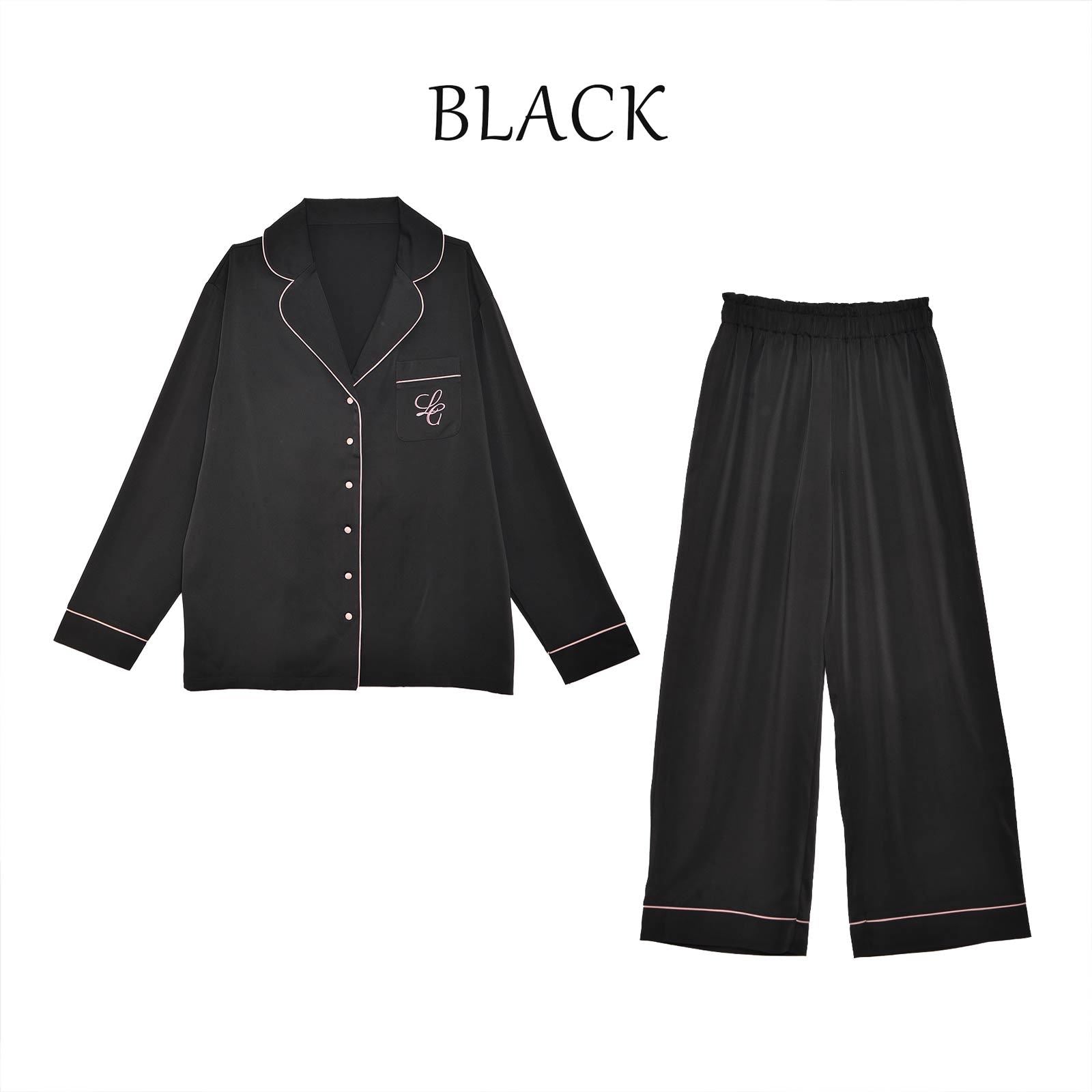 10/25新作!【lunangelina】Satin Frill Pajama/Black