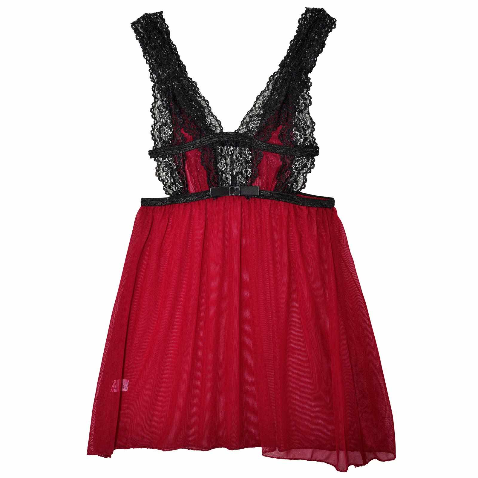 11/5再販!エプロン風レースリボンシアーベビードール