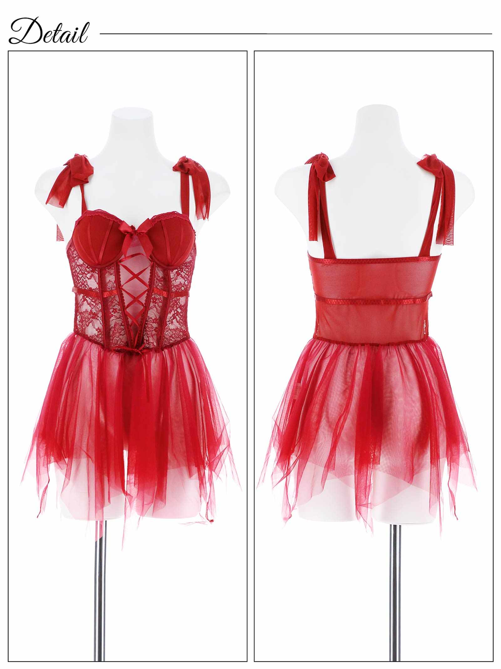 11/13新作!レースアップリボンショルダーベビードール