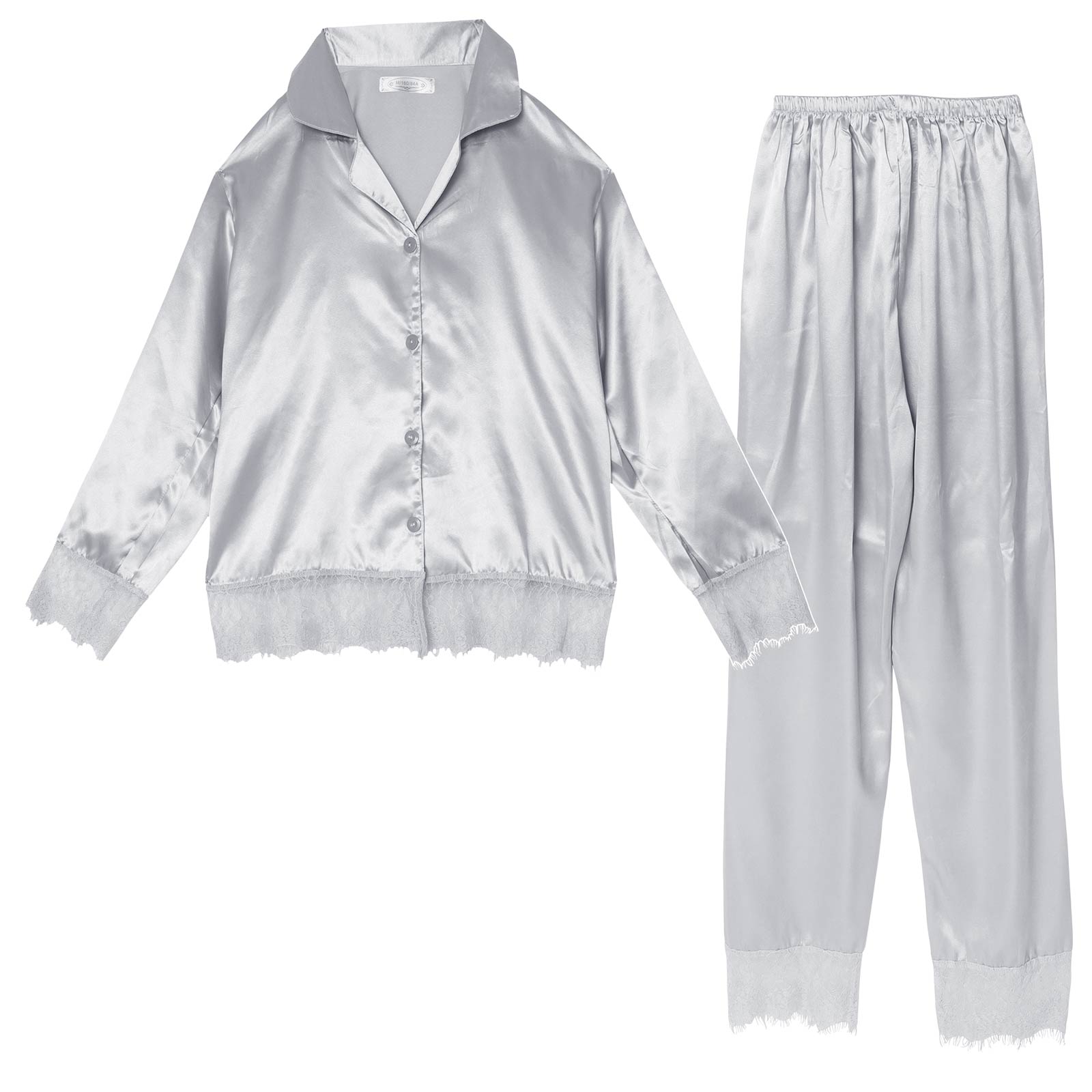 シルキーヘムレーストップス&ロングパンツルームウェア