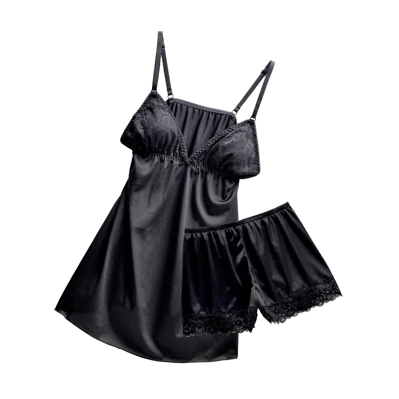 12/5再販!ディープカラーサテンベビードール&タップパンツ