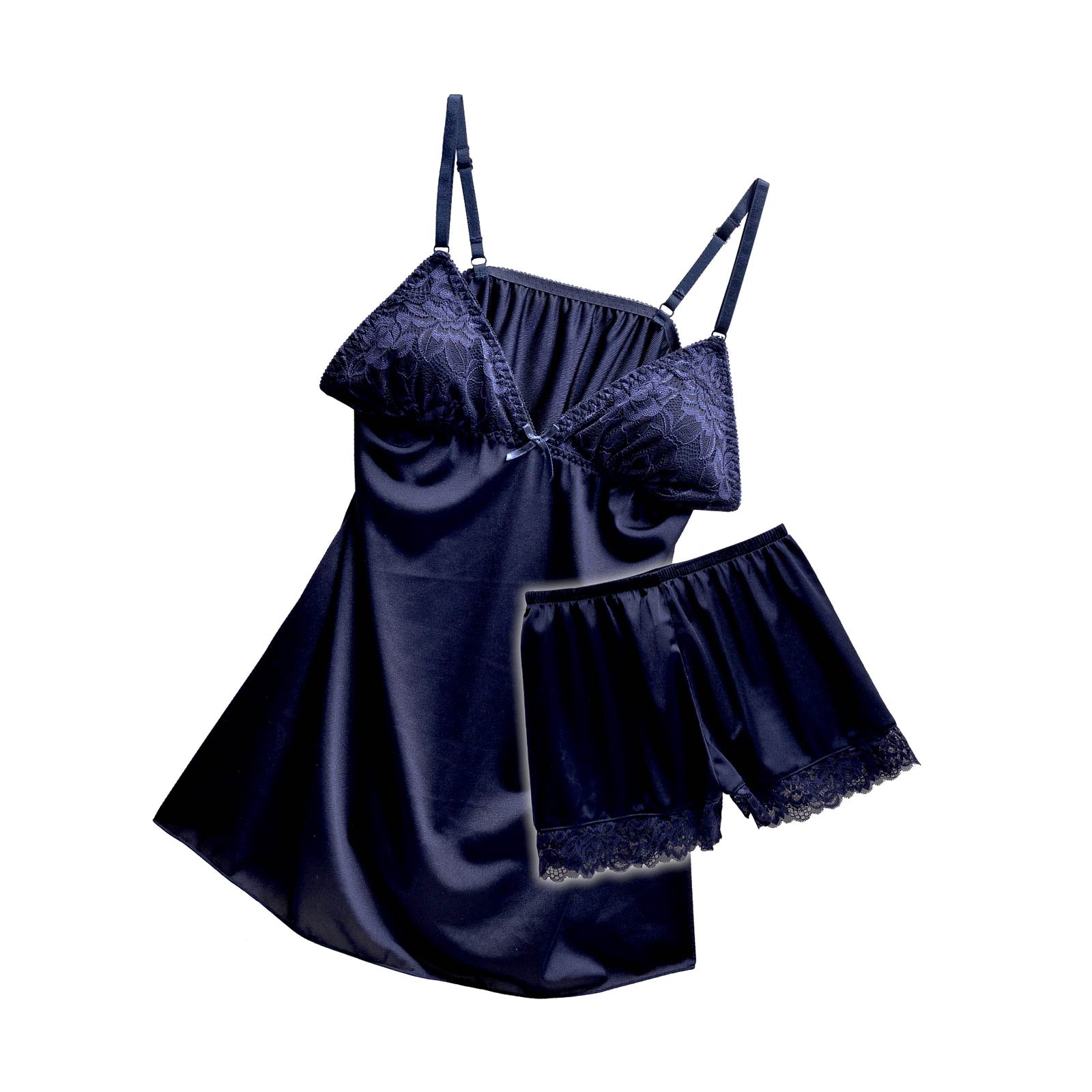 12/5再販!ディープカラーサテンベビードール&タップパンツ