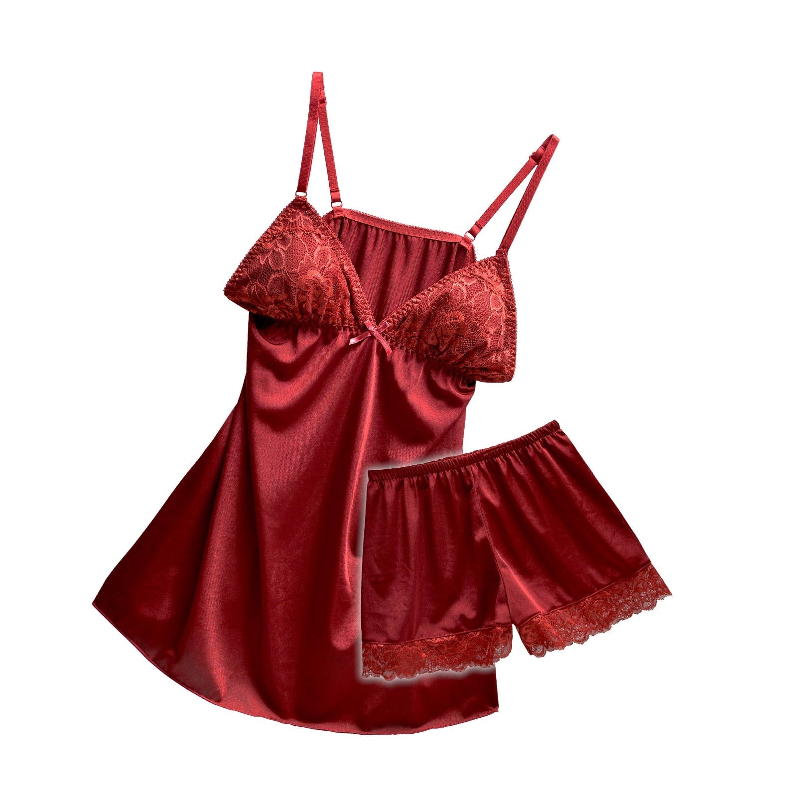 12/5再販!ディープカラーサテンベビードール&タップパンツ