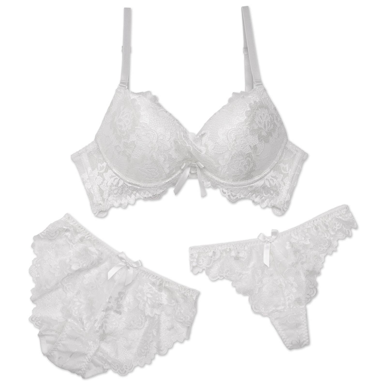 【3点セット】【EFサイズ】マジックアップ育乳脇高ブラジャー&フルバック&Tバックショーツ