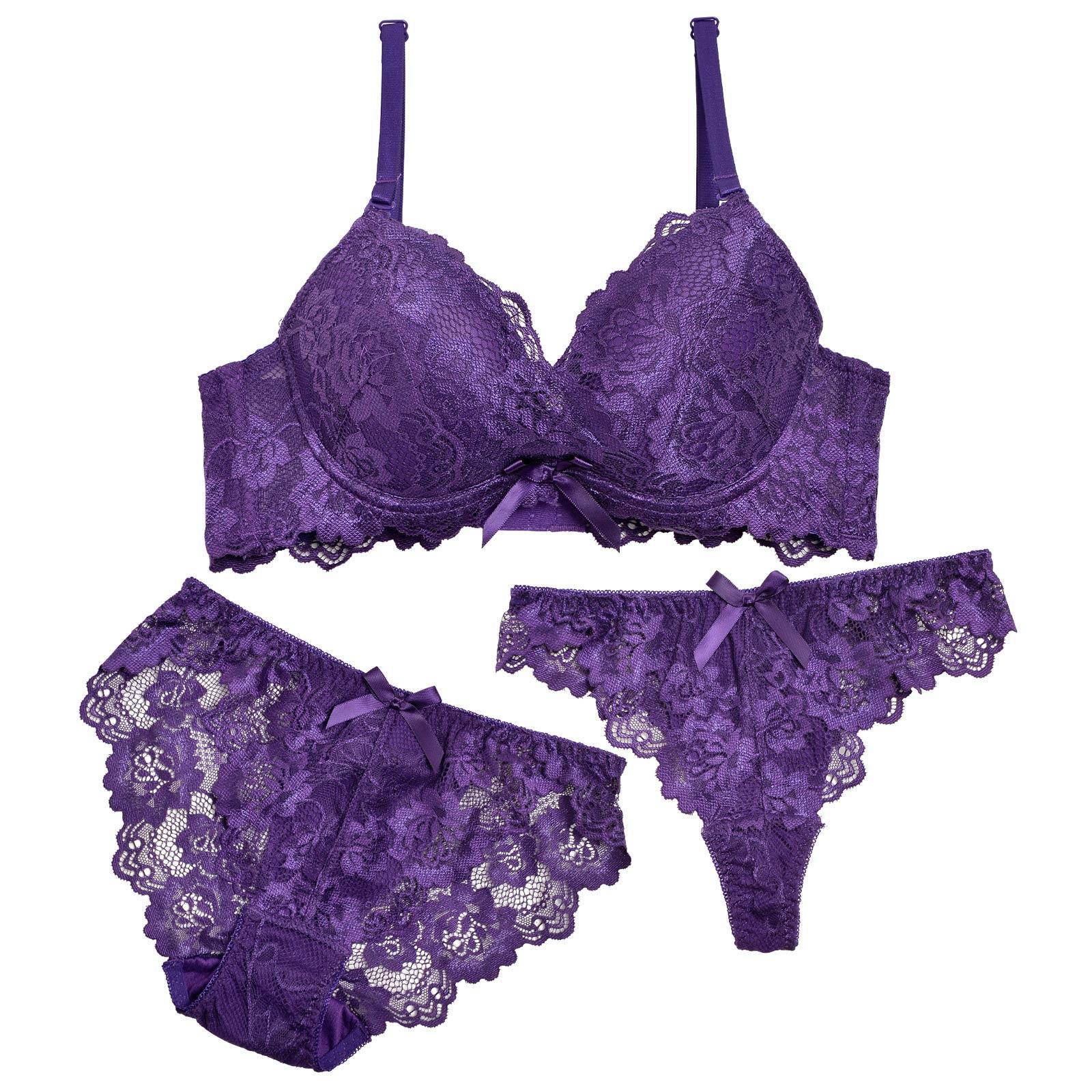 【3点セット】【EFサイズ】マジックアップ育乳脇高ブラジャー&フルバック&Tバックショーツ - 【公式】247Lingerie