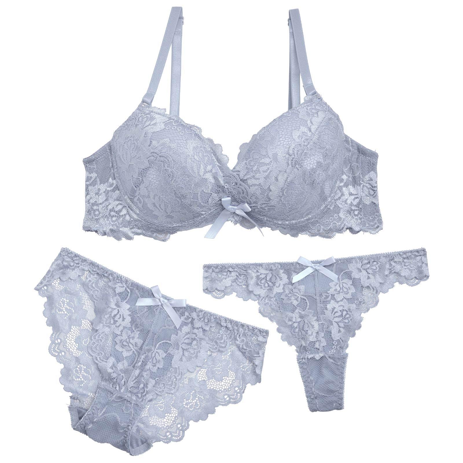 【3点セット】【EFサイズ】マジックアップ育乳脇高ブラジャー&フルバック&Tバックショーツ - 【公式】247Lingerie