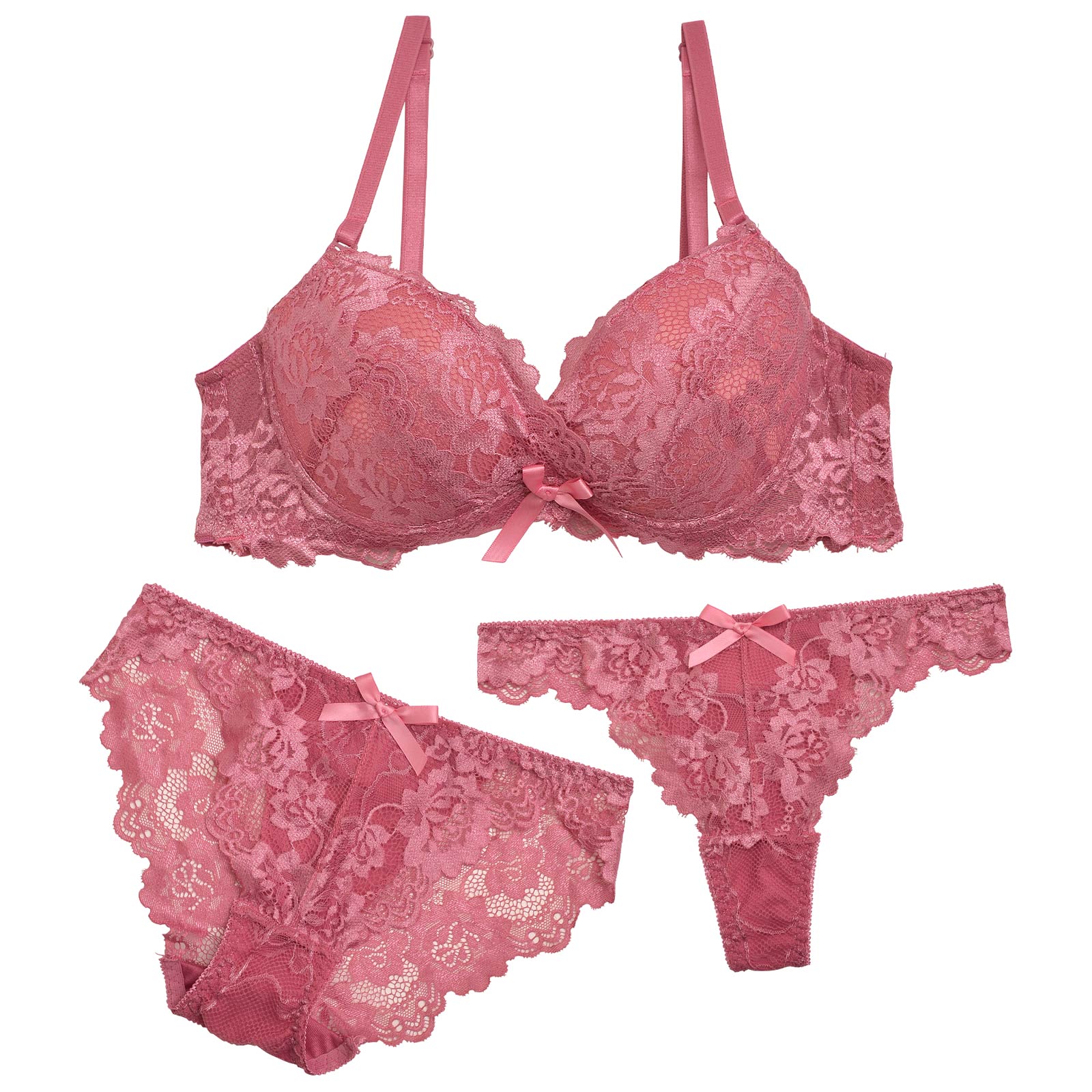 【3点セット】【EFサイズ】マジックアップ育乳脇高ブラジャー&フルバック&Tバックショーツ