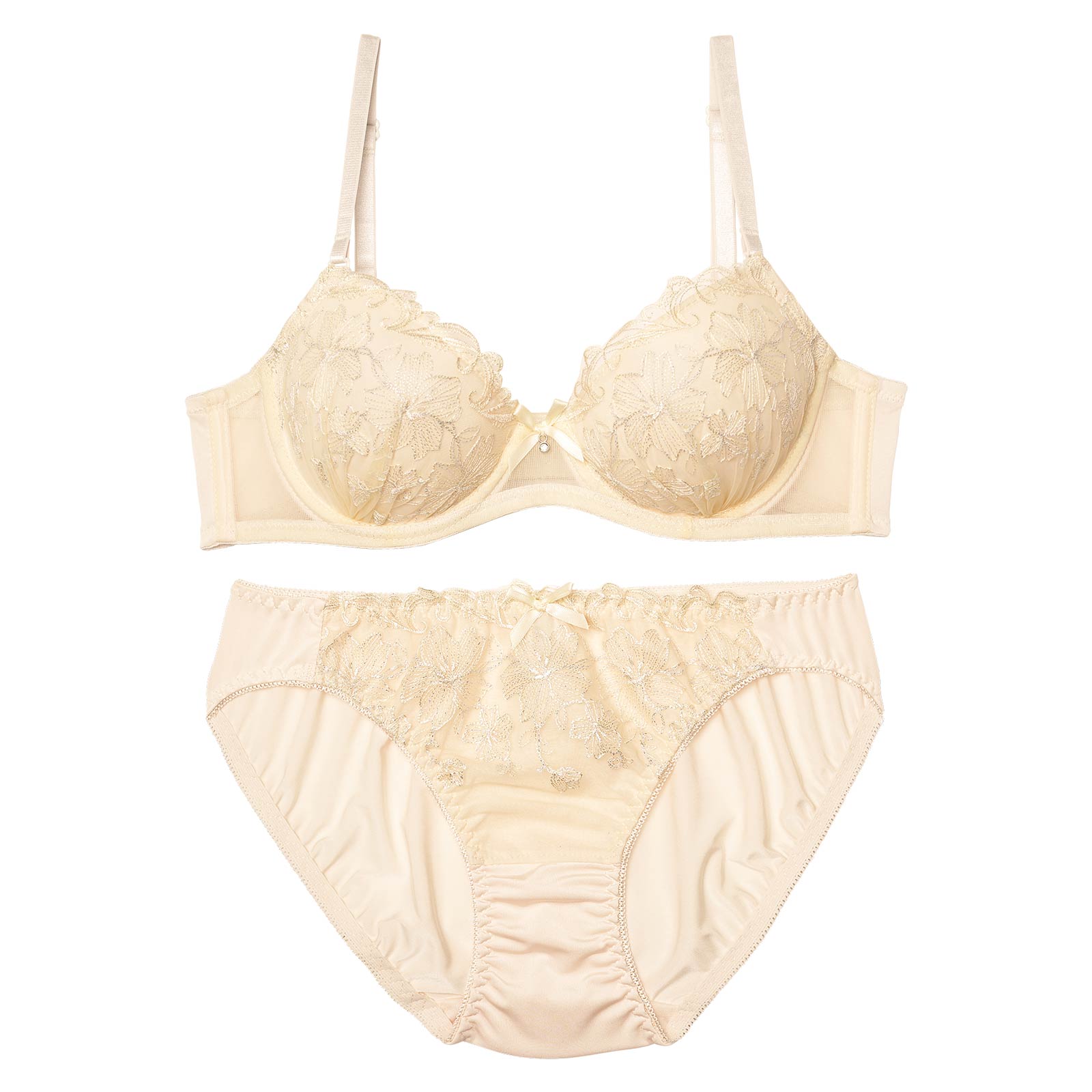 ピュアパステルフラワーブラジャー&フルバックショーツ