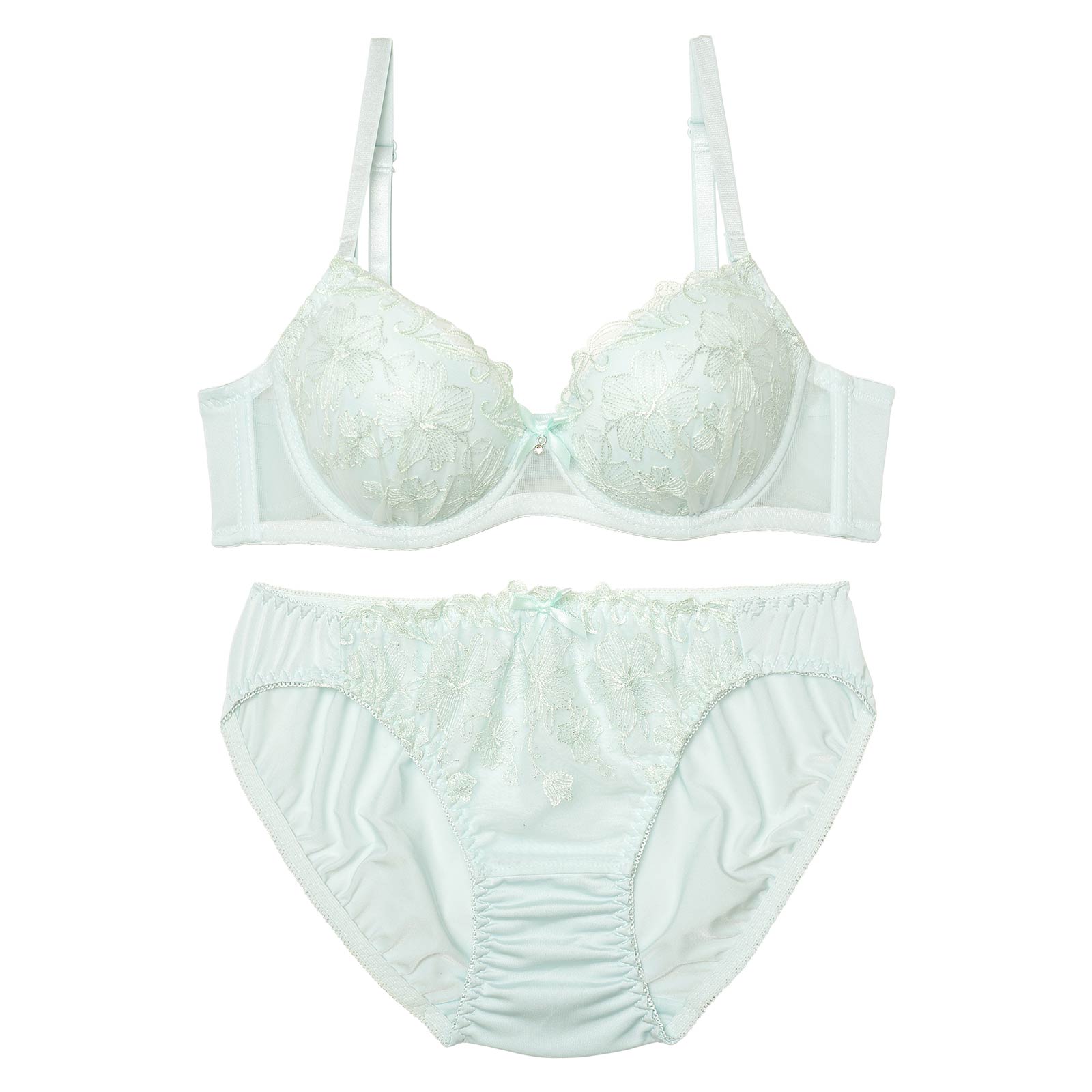 ピュアパステルフラワーブラジャー&フルバックショーツ