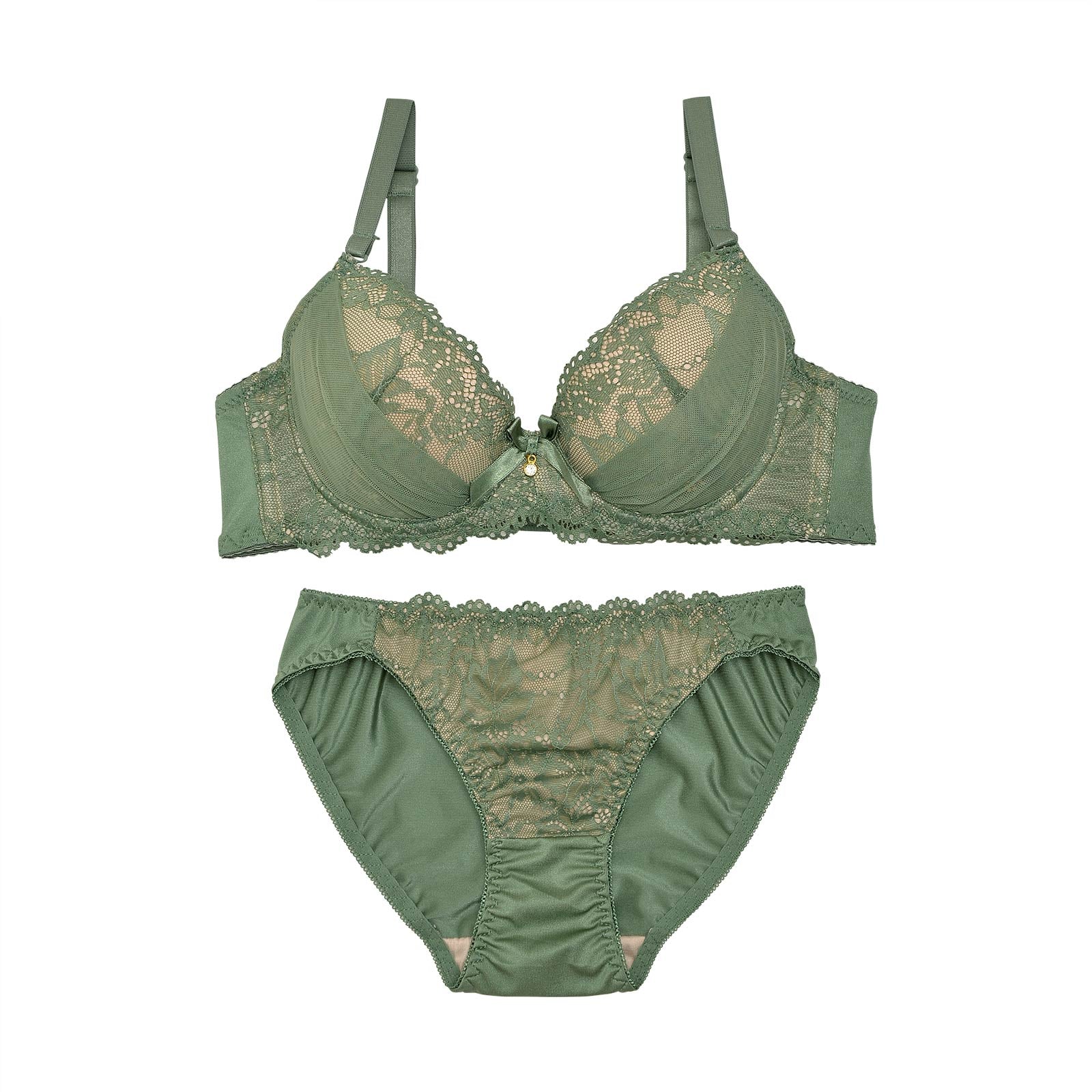 ヌーディーエレガントレースブラジャー&フルバックショーツ - 【公式】247Lingerie