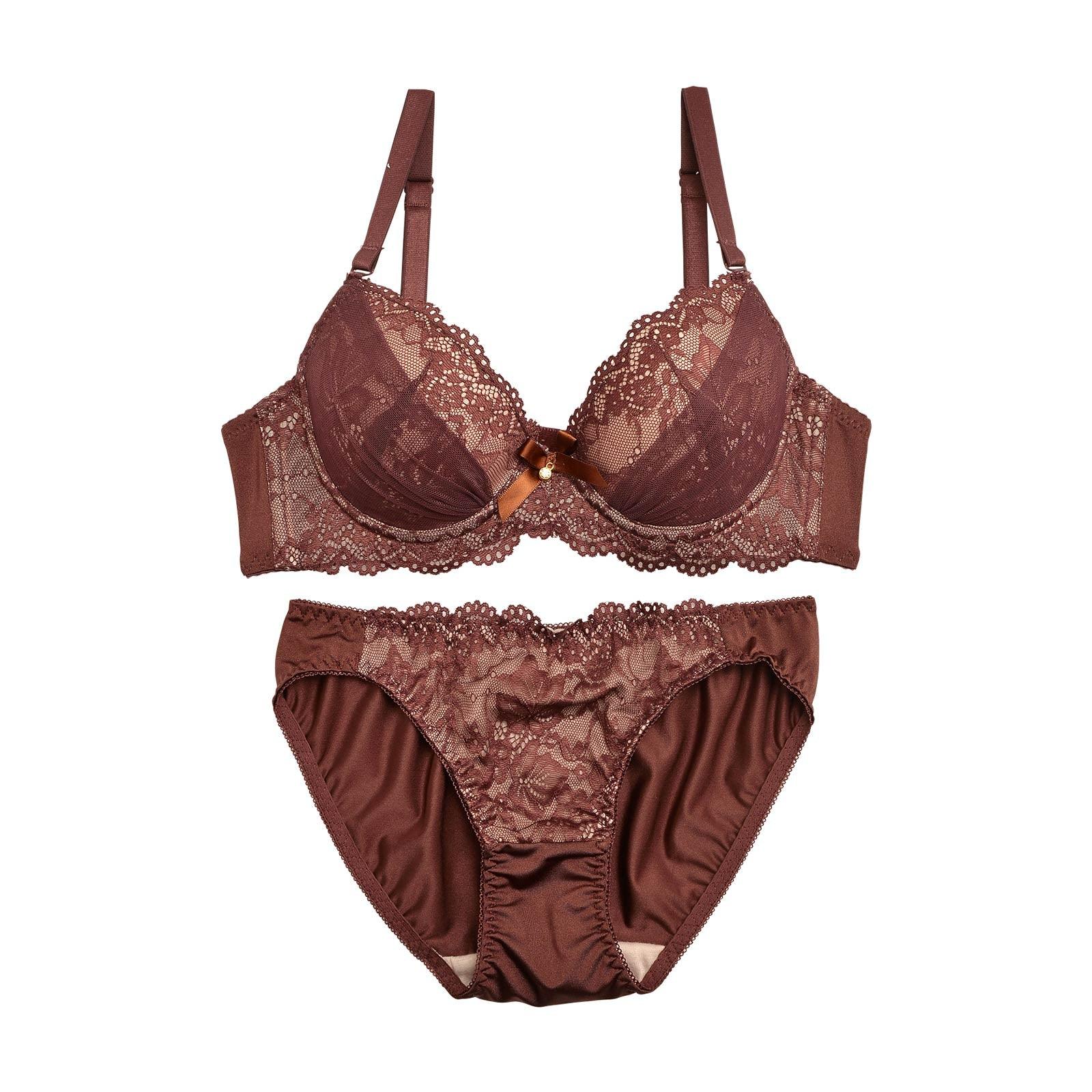 ヌーディーエレガントレースブラジャー&フルバックショーツ - 【公式】247Lingerie