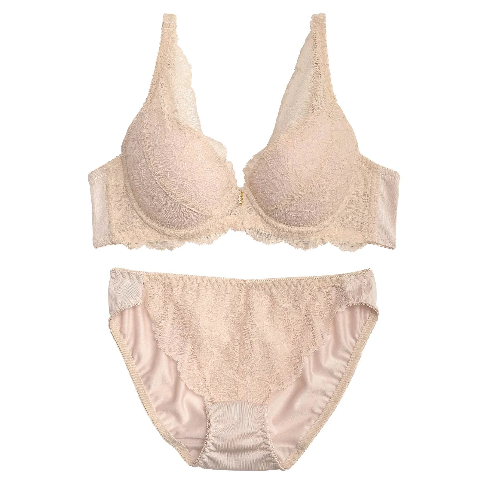 ナチュラルレースブラジャー&フルバックショーツ - 【公式】247Lingerie