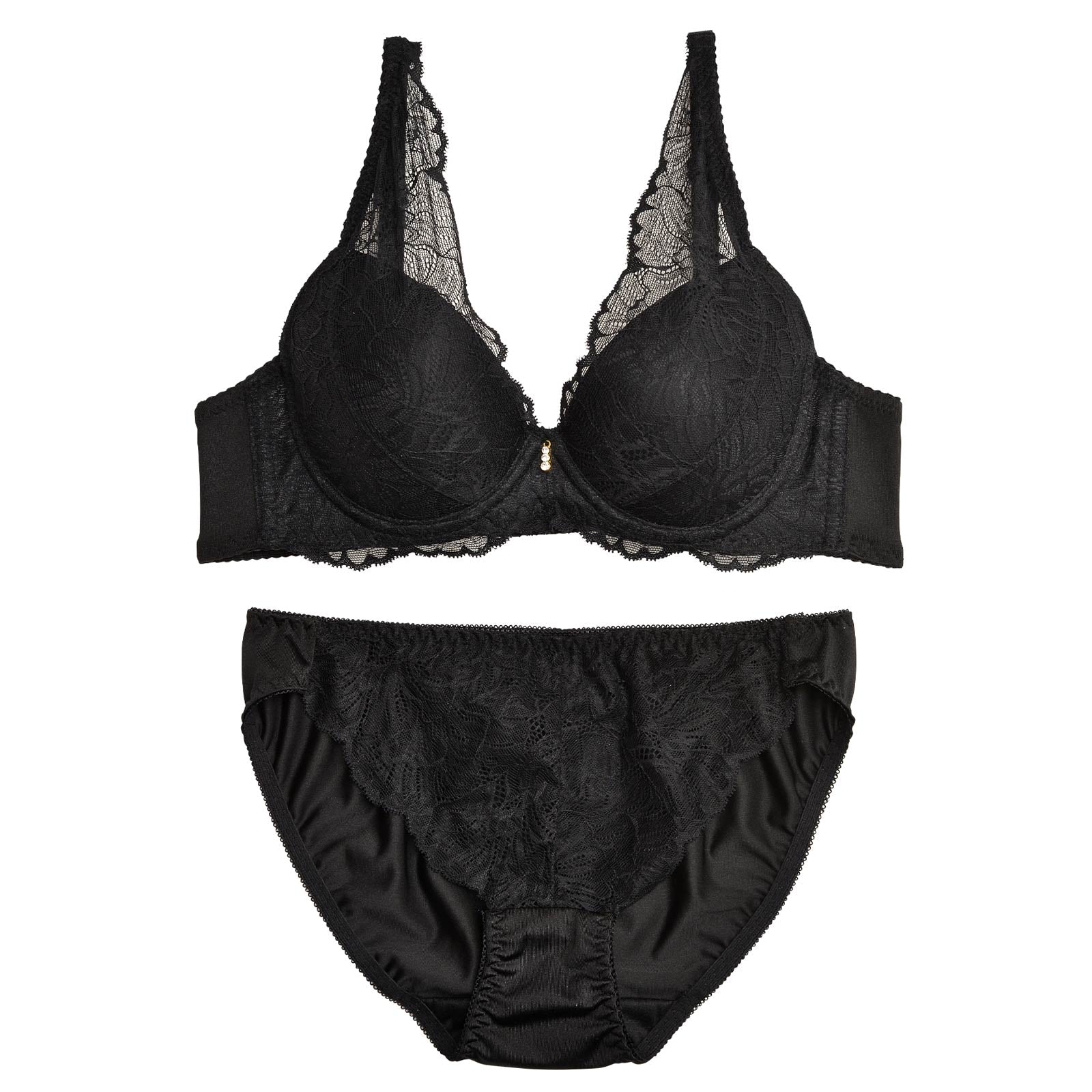 ナチュラルレースブラジャー&フルバックショーツ