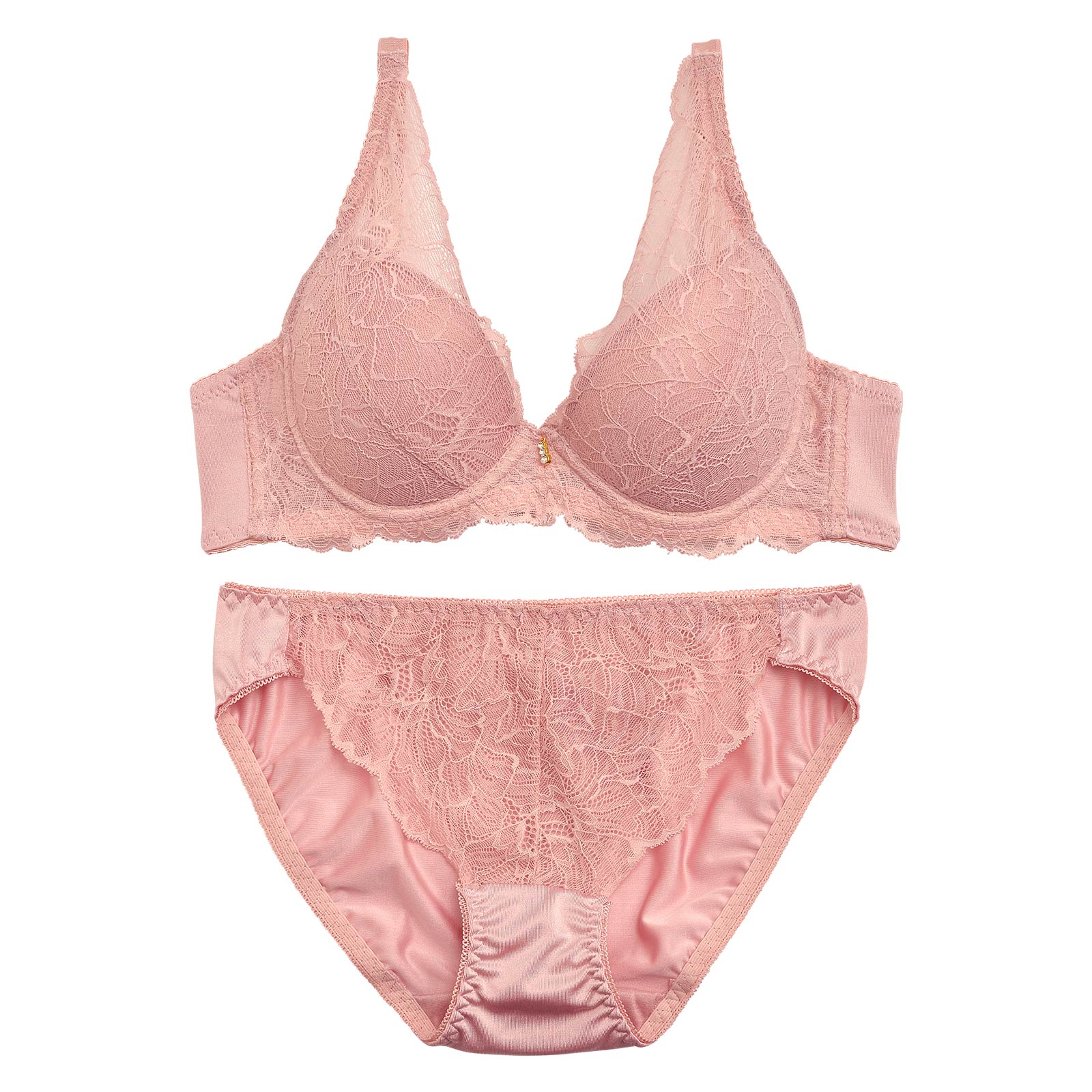 ナチュラルレースブラジャー&フルバックショーツ