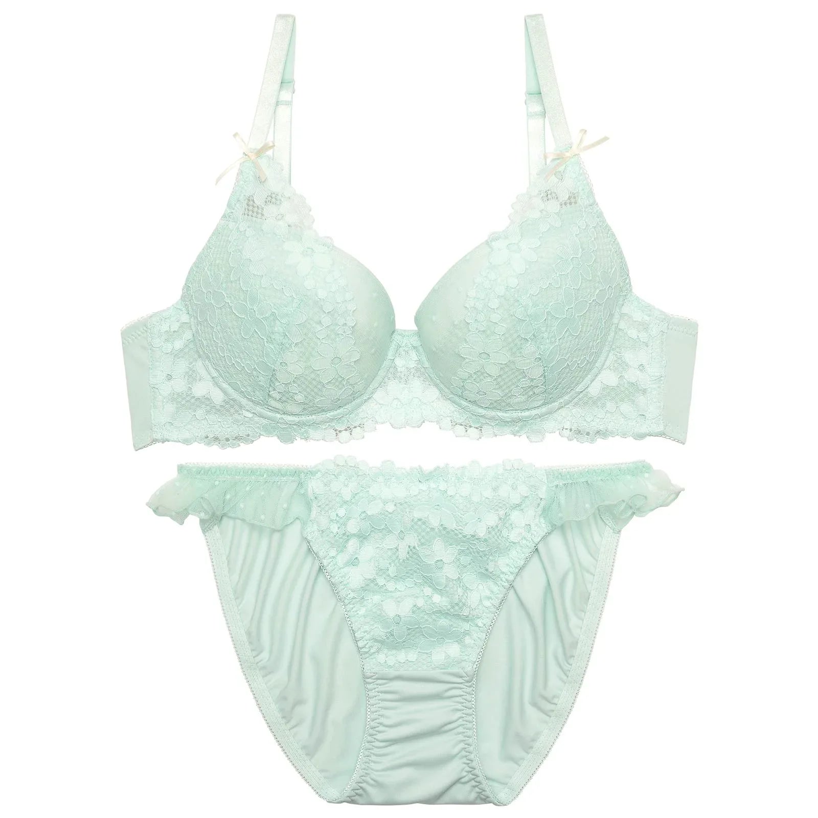 フェミニンパステルフルールブラジャー&フルバックショーツ - 【公式】247Lingerie