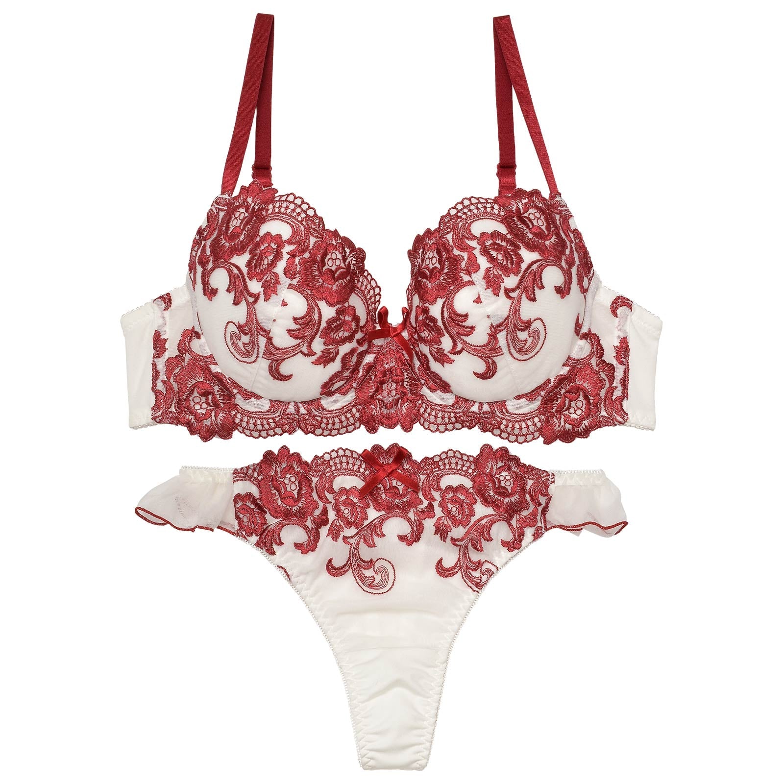 ゴージャスローズフリルブラジャー&Tバックショーツ