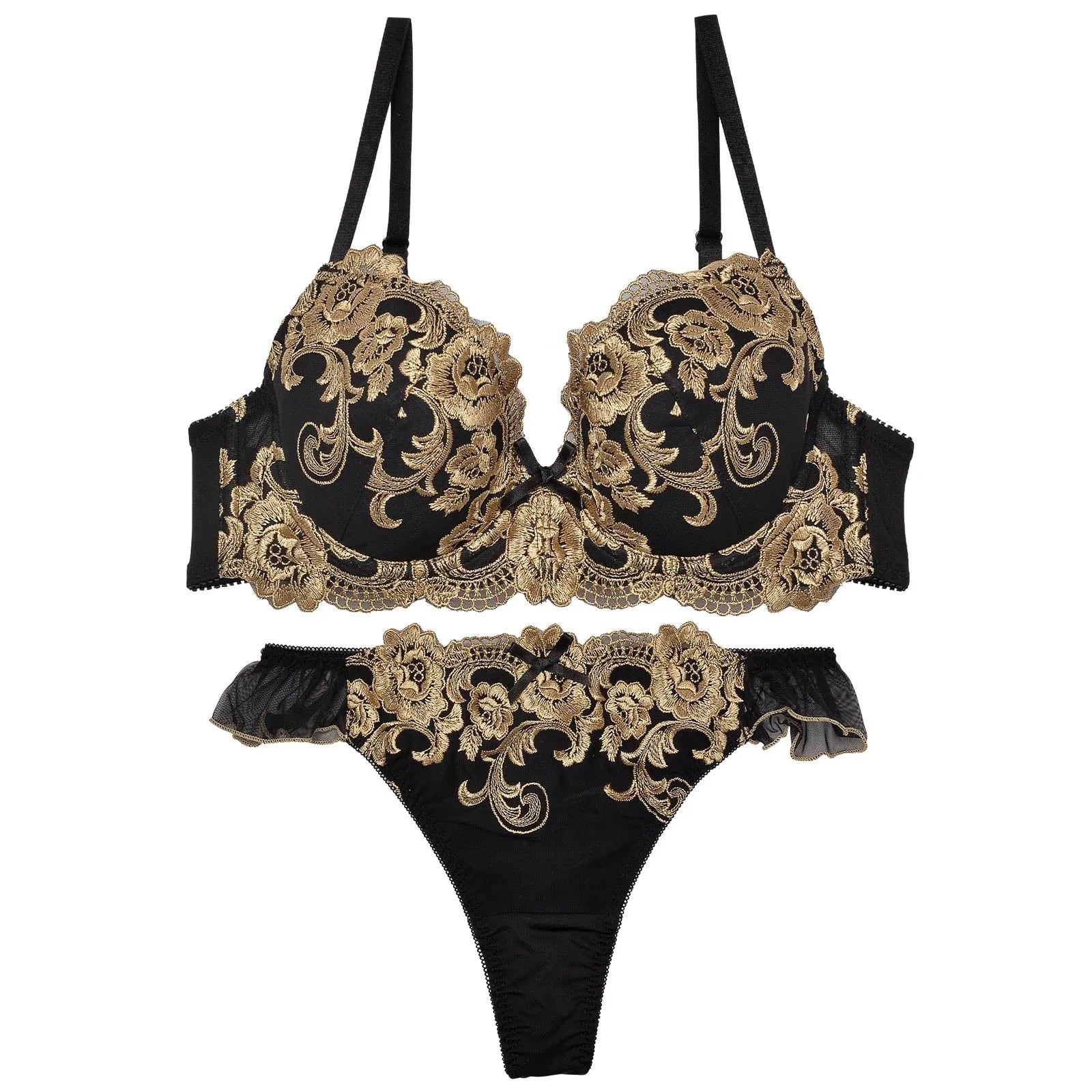 ゴージャスローズフリルブラジャー&Tバックショーツ - 【公式】247Lingerie