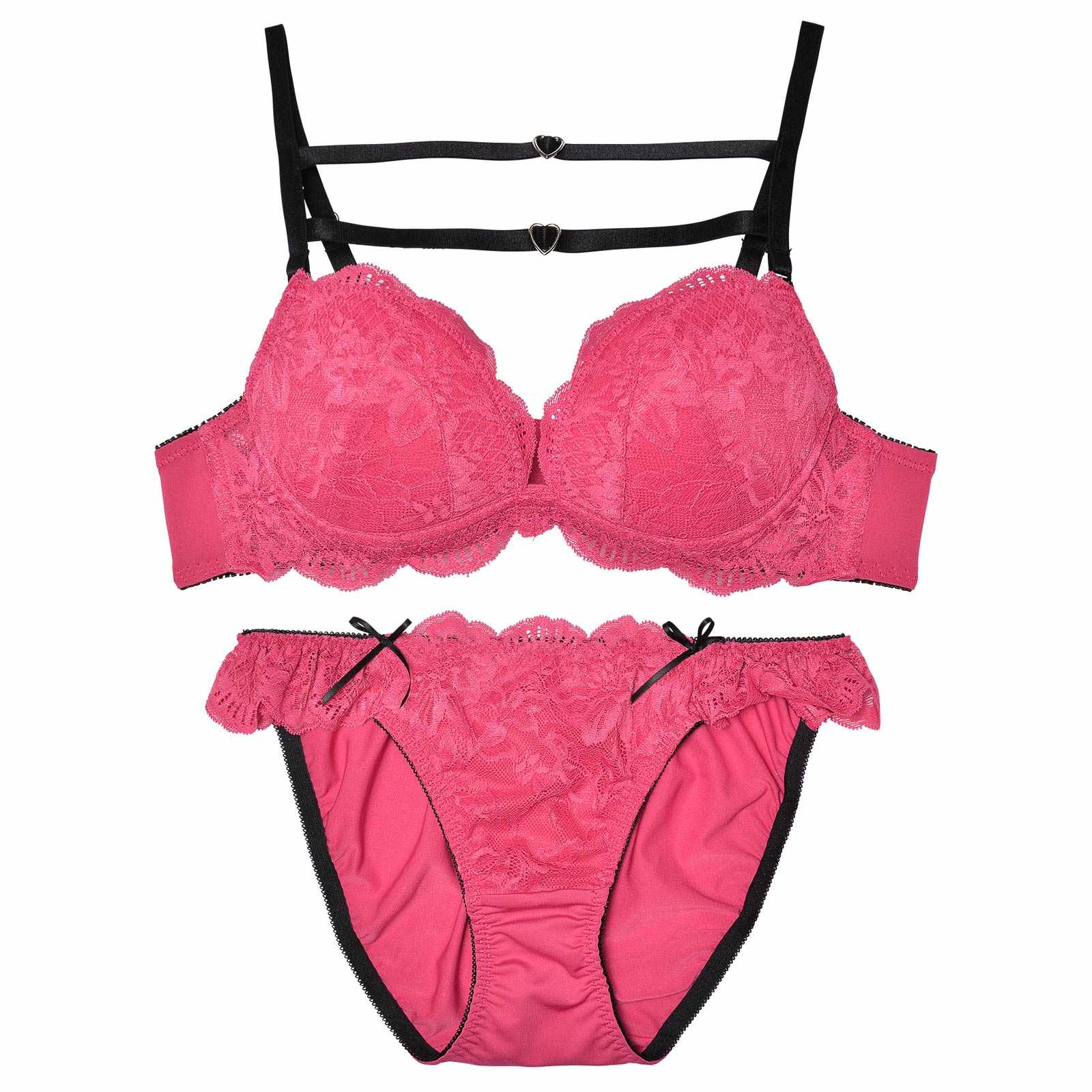 レーシィハートリングコードブラジャー&フルバックショーツ