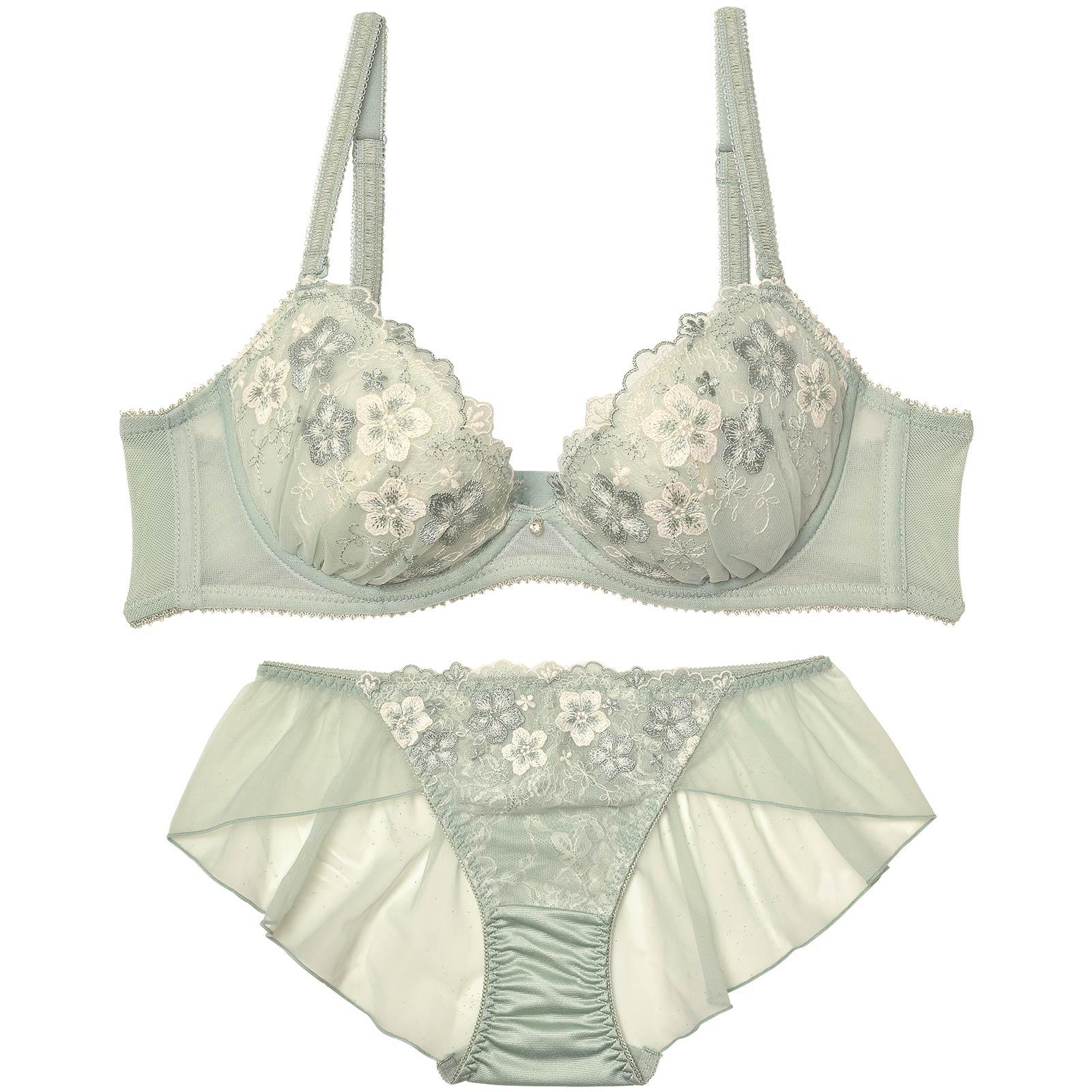 ペールシフォンフルーレットブラジャー&フルバックショーツ - 【公式】247Lingerie