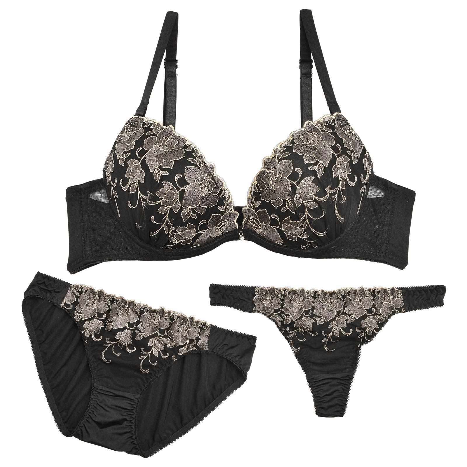【3点セット】シックスモーキーローズブラジャー&フルバック&Tバックショーツ