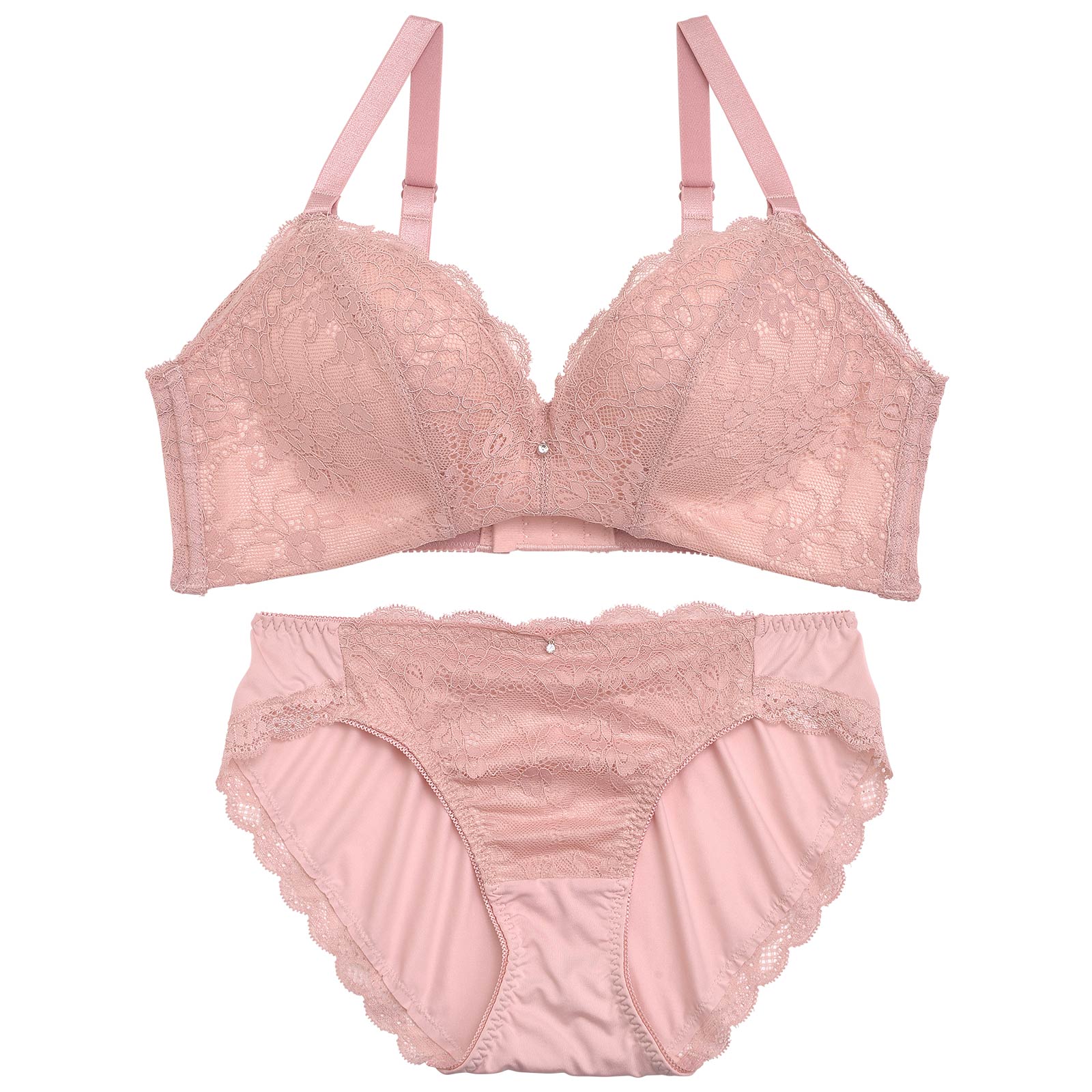 【ノンワイヤー】ナチュラルフルーロンコード育乳脇高ブラジャー&フルバックショーツ