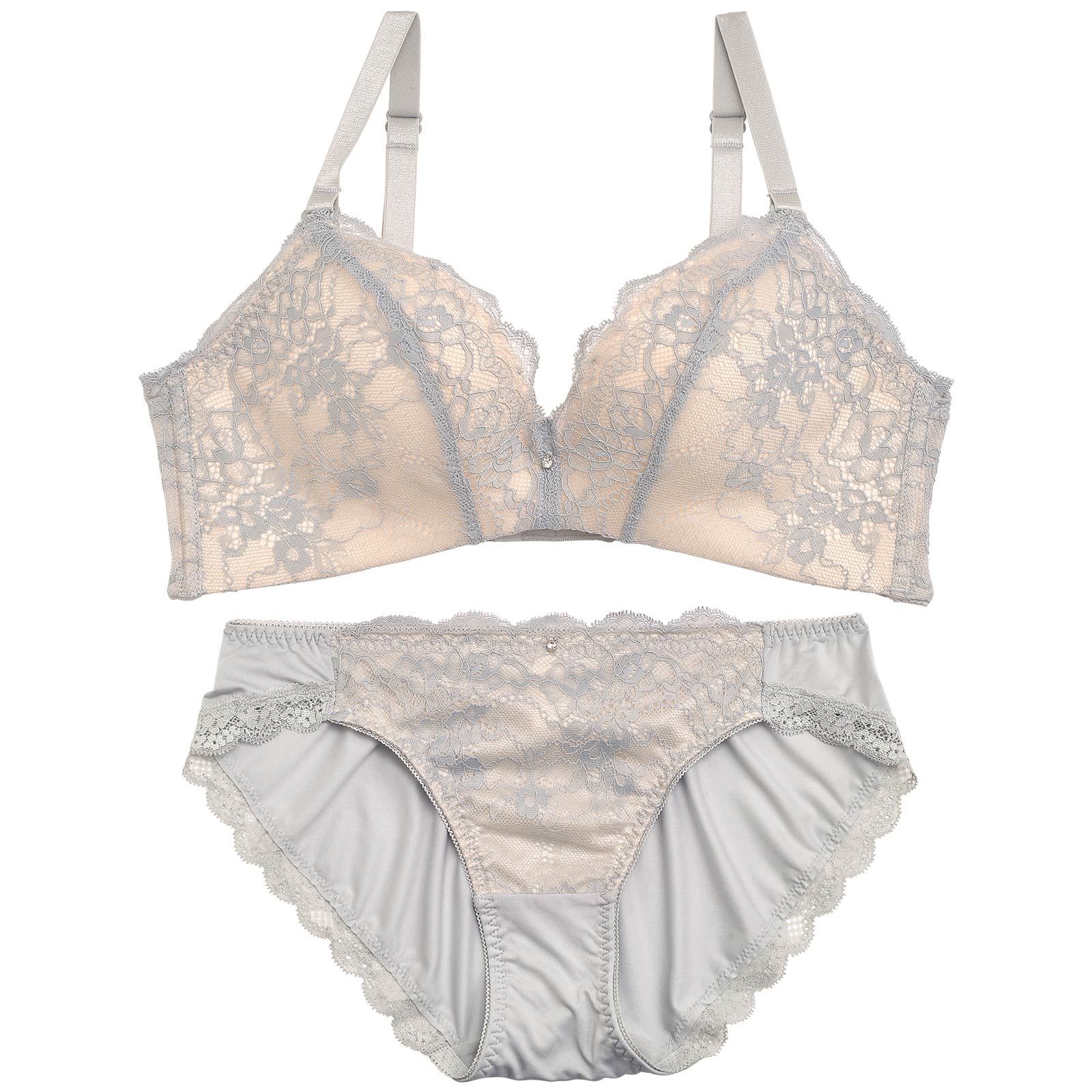 【ノンワイヤー】ナチュラルフルーロンコード育乳脇高ブラジャー&フルバックショーツ