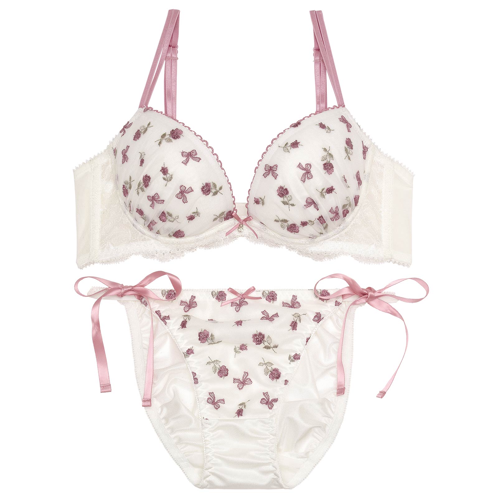 ファンシーリボンローズブラジャー&フルバックショーツ