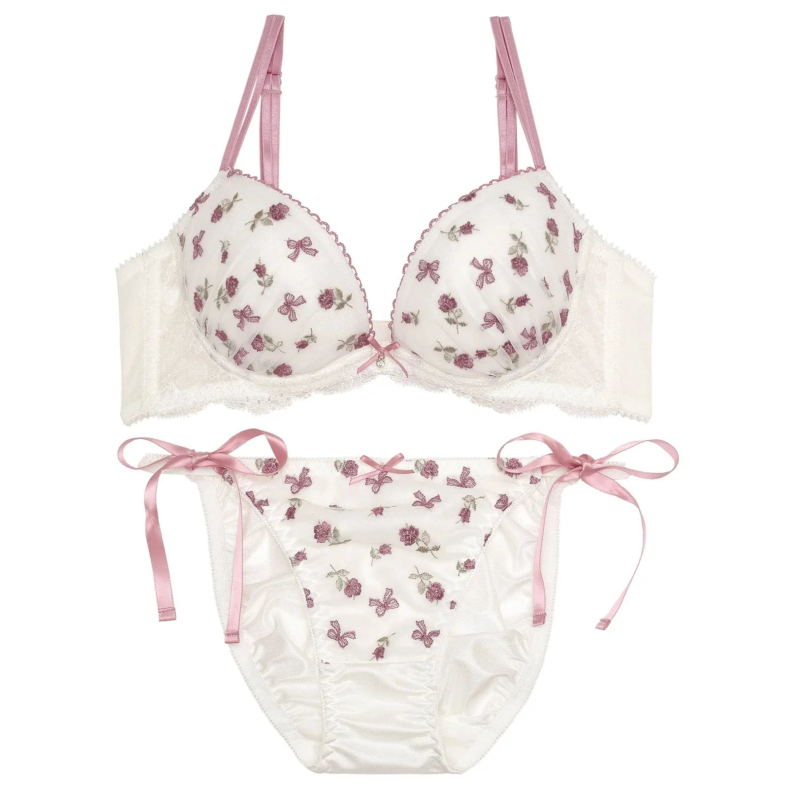 ファンシーリボンローズブラジャー&フルバックショーツ - 【公式】247Lingerie