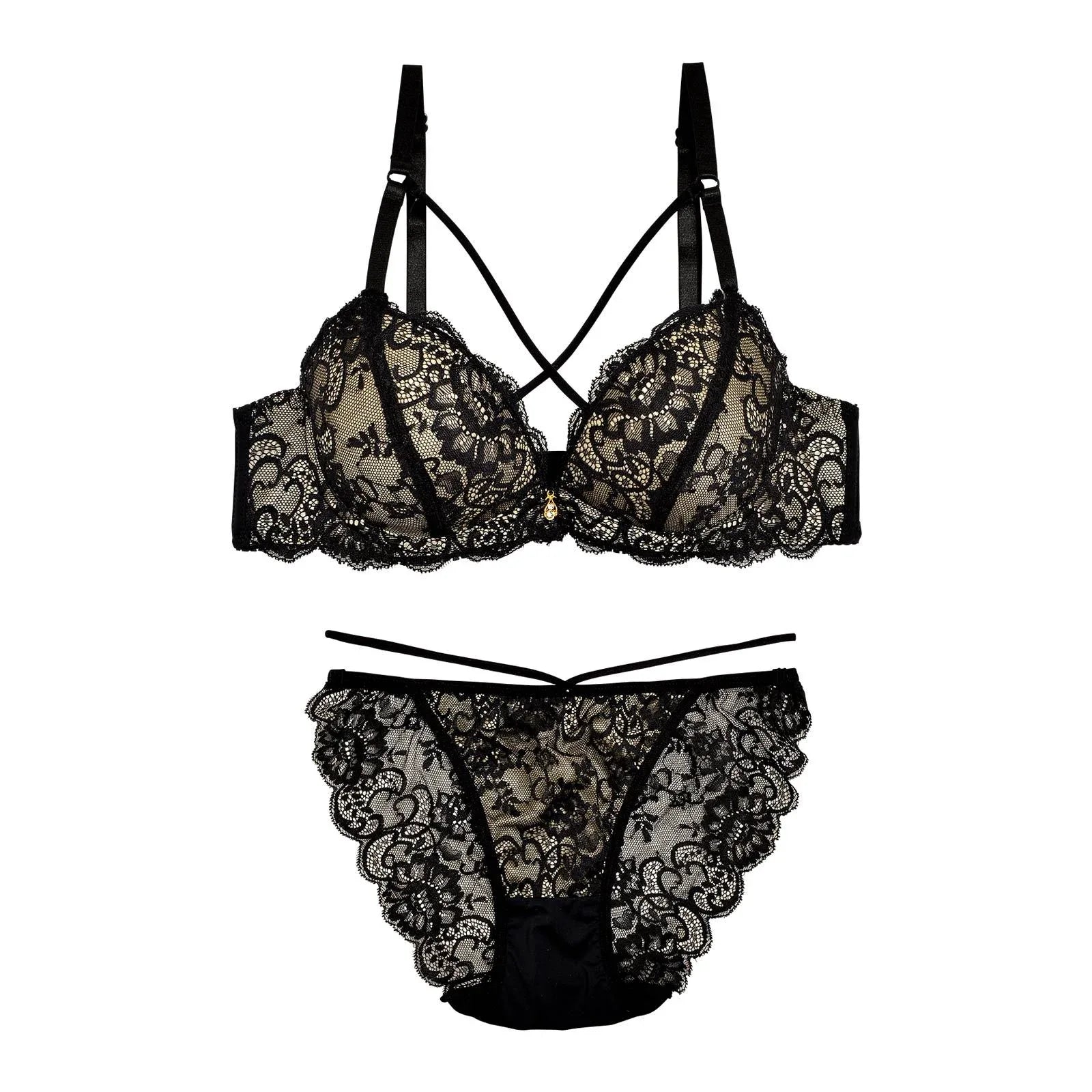 ストリングレースブラジャー&バック透けフルバックショーツ - 【公式】247Lingerie