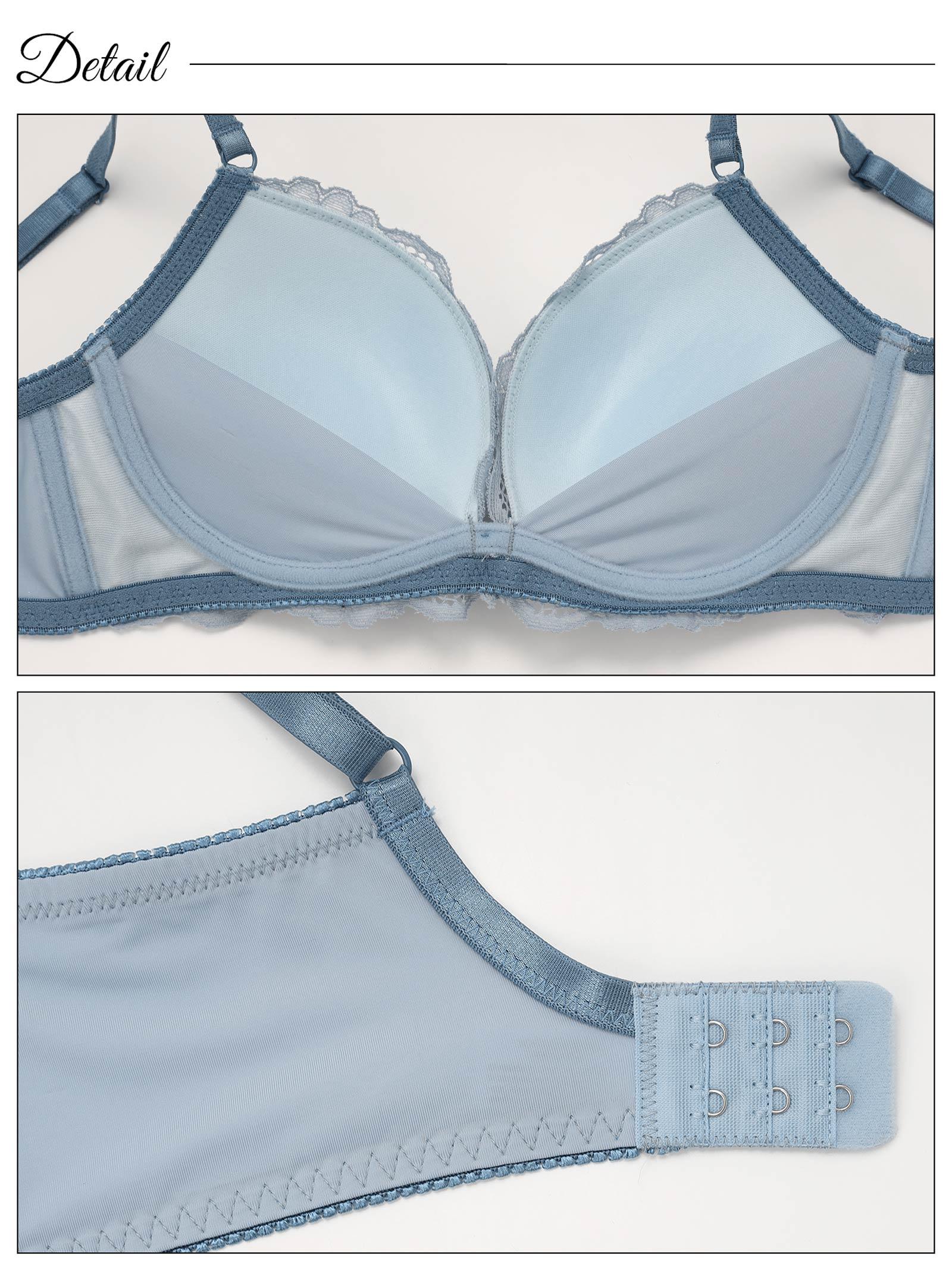 2/5再販!【ノンワイヤー】バイカラーラインフラワーレース育乳脇高ブラジャー&フルバックショーツ - 【公式】247Lingerie