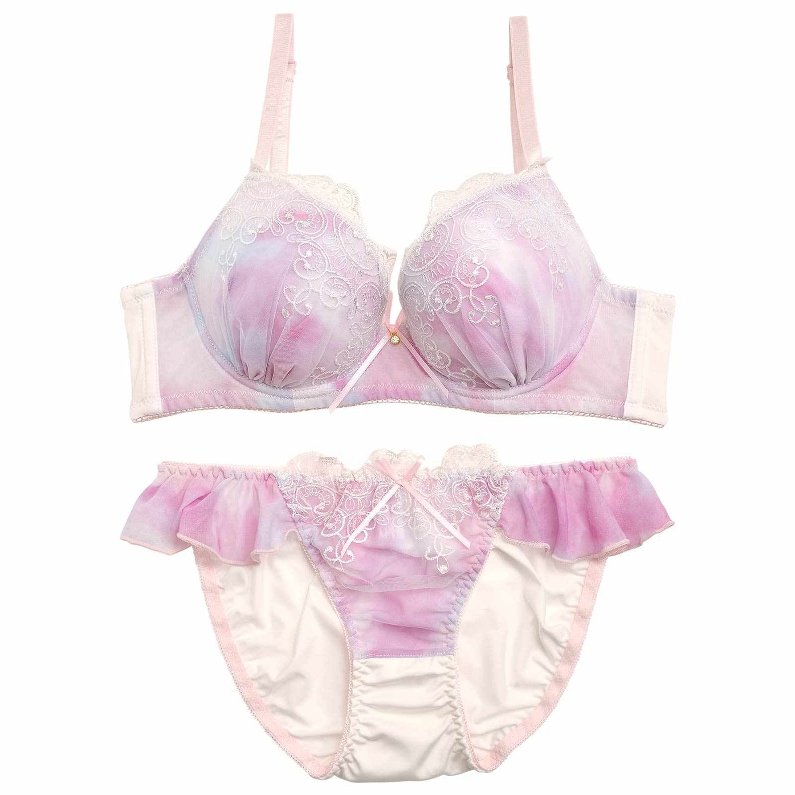 水彩パステルフェアリー育乳脇高ブラジャー&フルバックショーツ