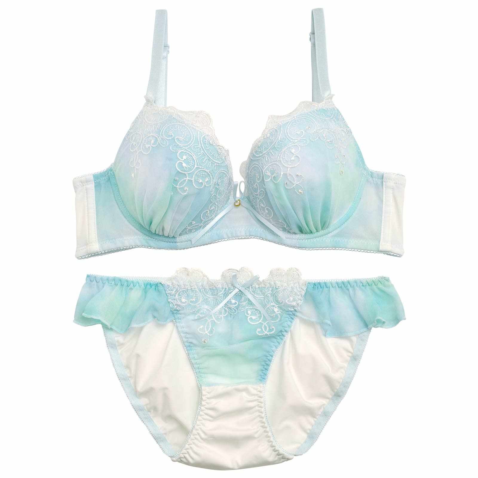 水彩パステルフェアリー育乳脇高ブラジャー&フルバックショーツ