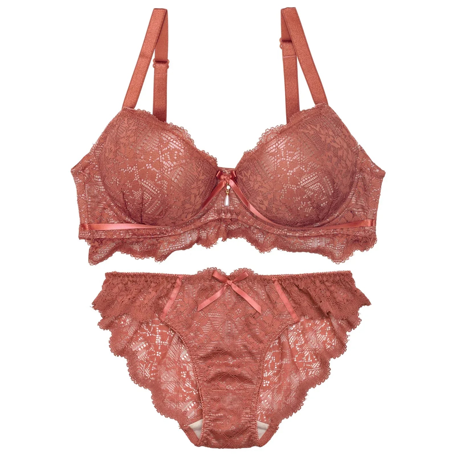 1/24再販!【EFサイズ】レーシィスカラップブラジャー&バック透けフルバックショーツ - 【公式】247Lingerie