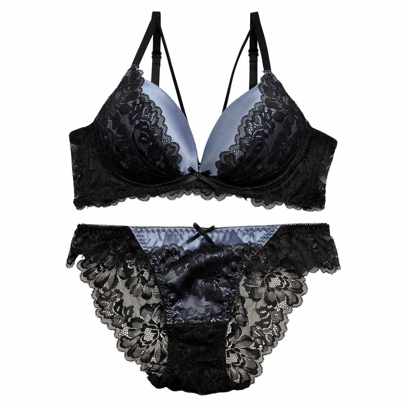 1/31再販!【三上悠亜着用】バイカラーフラワーレースサテンブラジャー&バック透けフルバックショーツ - 【公式】247Lingerie