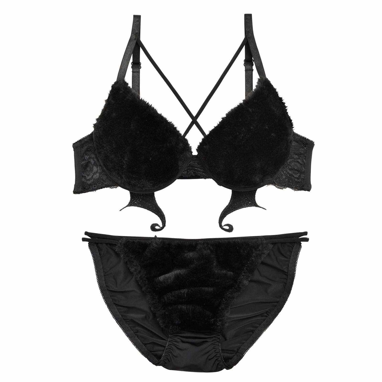 小悪魔クロスファーブラジャー&フルバックショーツ