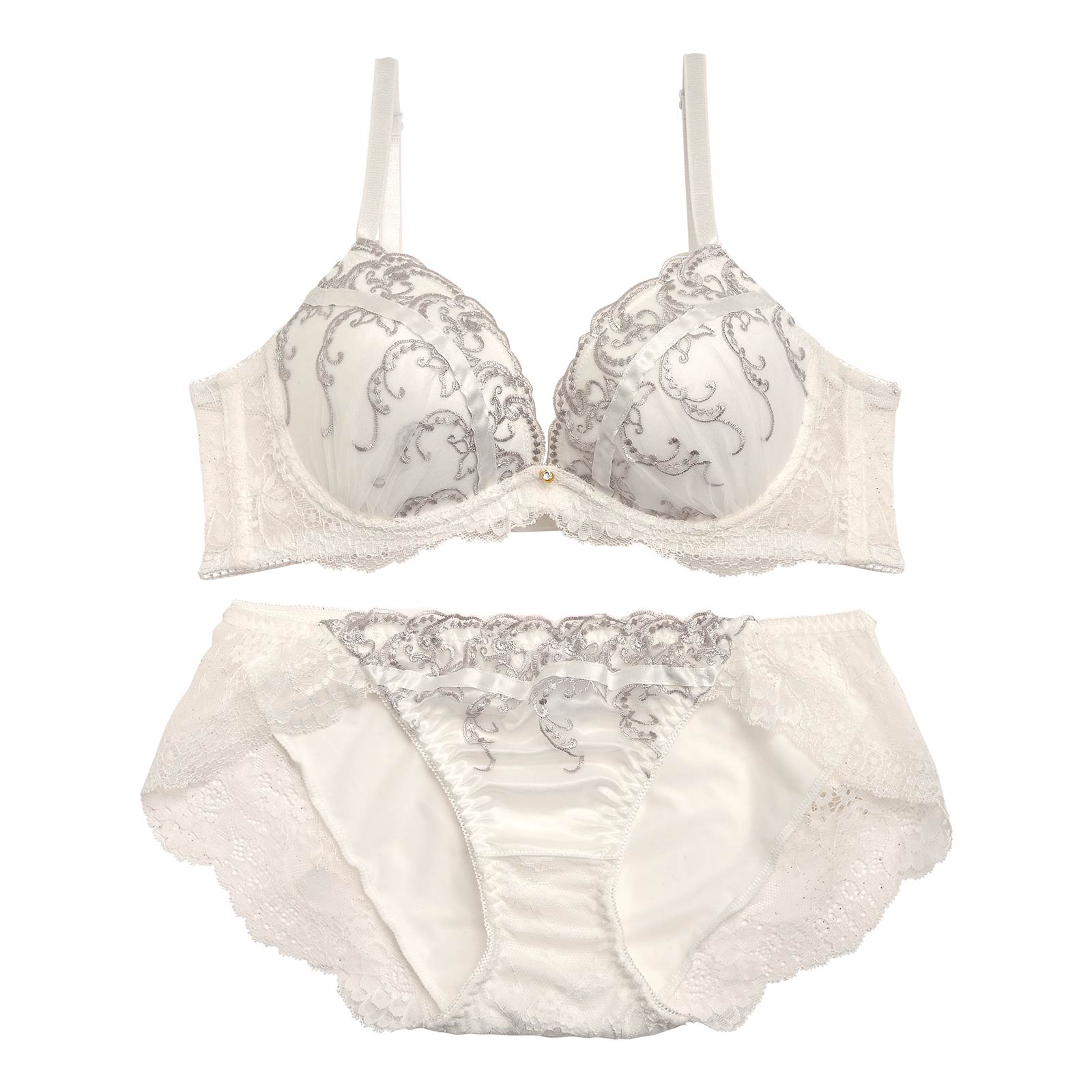 11/27再販!クラシカルラインレース育乳脇高ブラジャー&フルバックショーツ