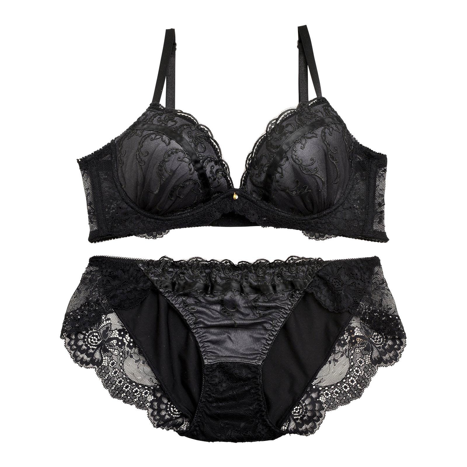 クラシカルラインレース育乳脇高ブラジャー&フルバックショーツ - 【公式】247Lingerie