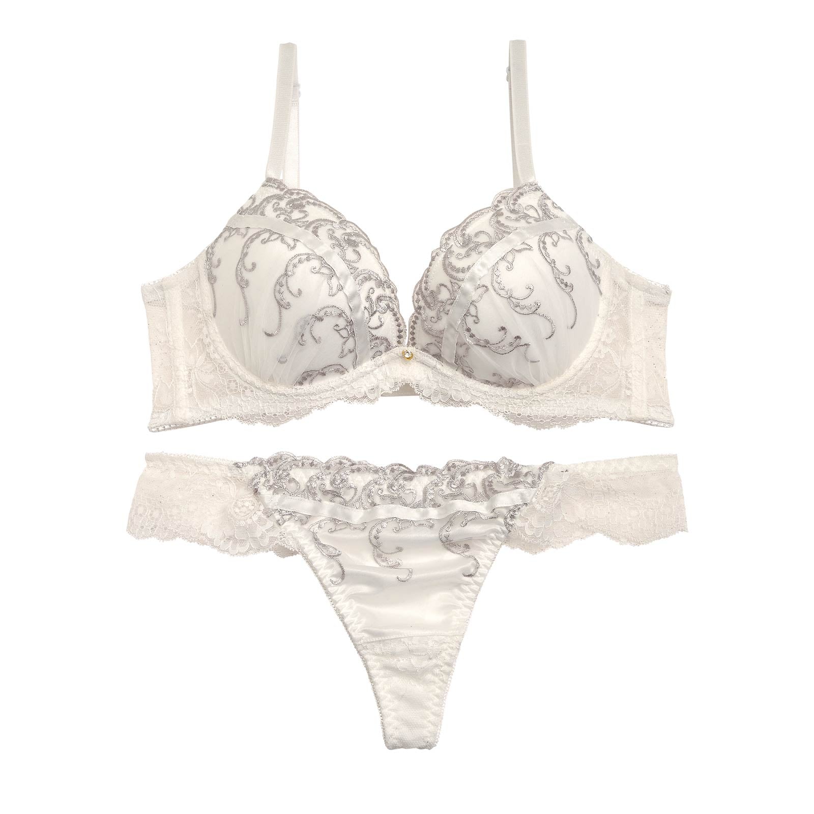 11/27再販!クラシカルラインレース育乳脇高ブラジャー&Tバックショーツ