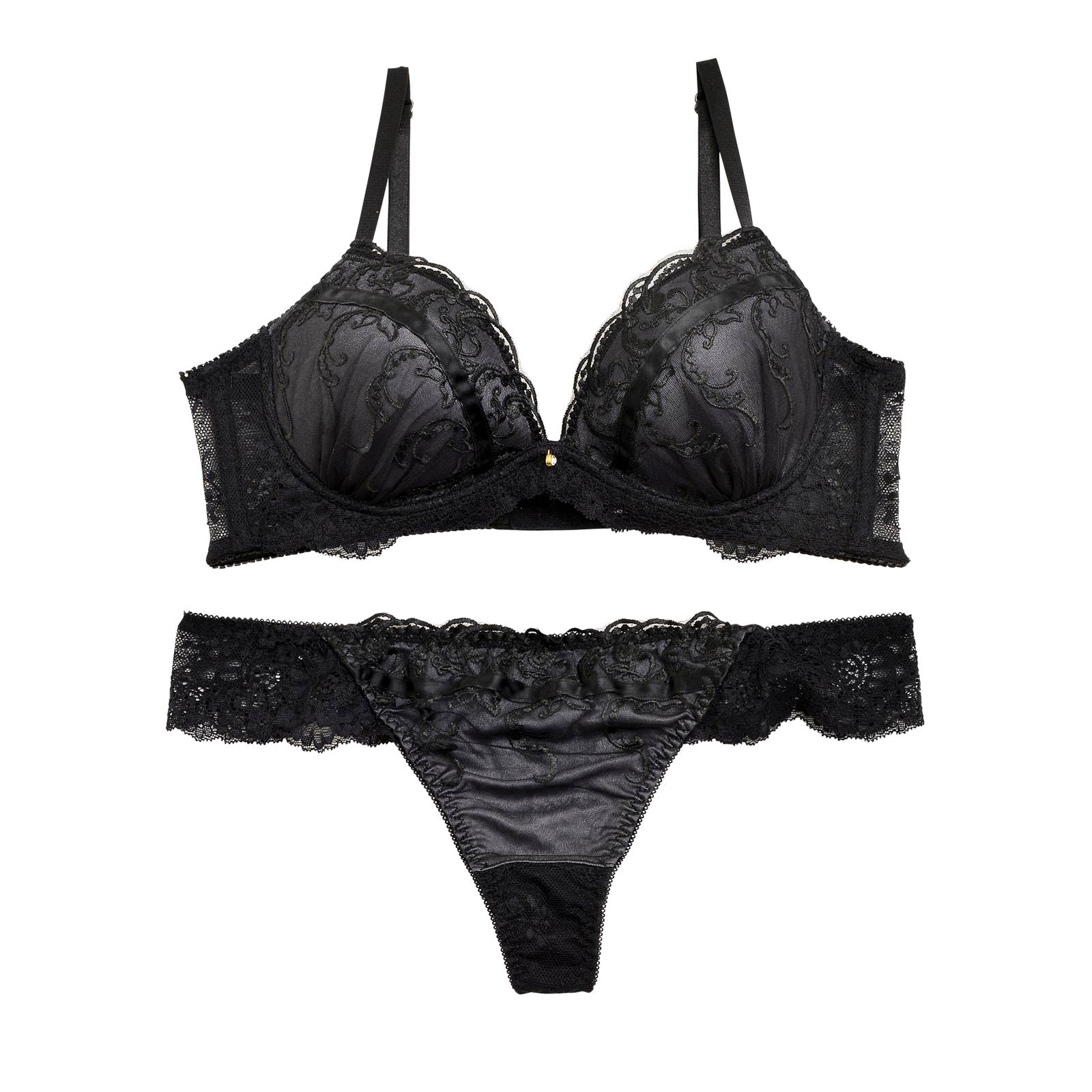 11/27再販!クラシカルラインレース育乳脇高ブラジャー&Tバックショーツ