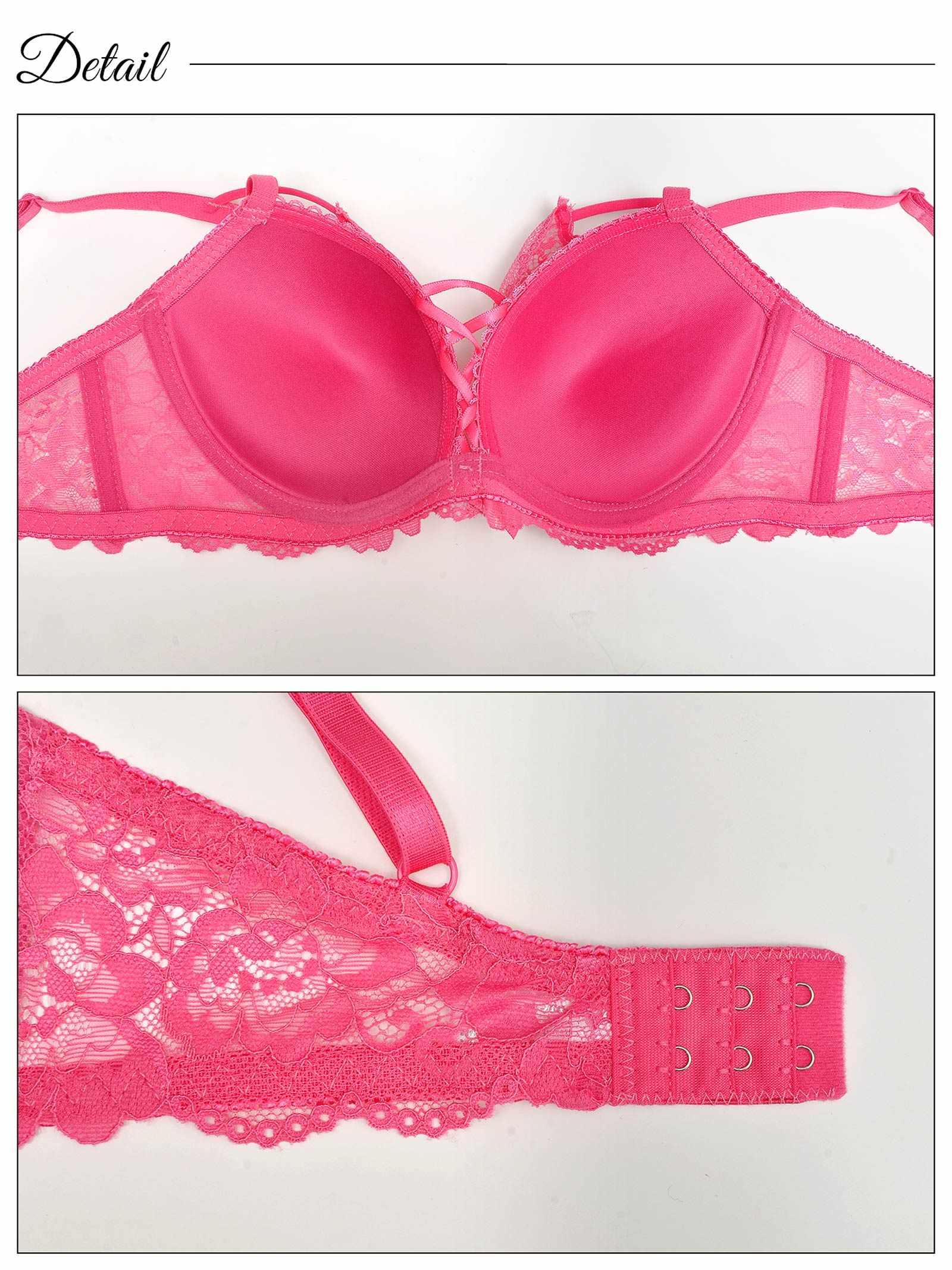 【EFサイズ】オールフラワーレースアップブラジャー&バック透けフルバックショーツ - 【公式】247Lingerie