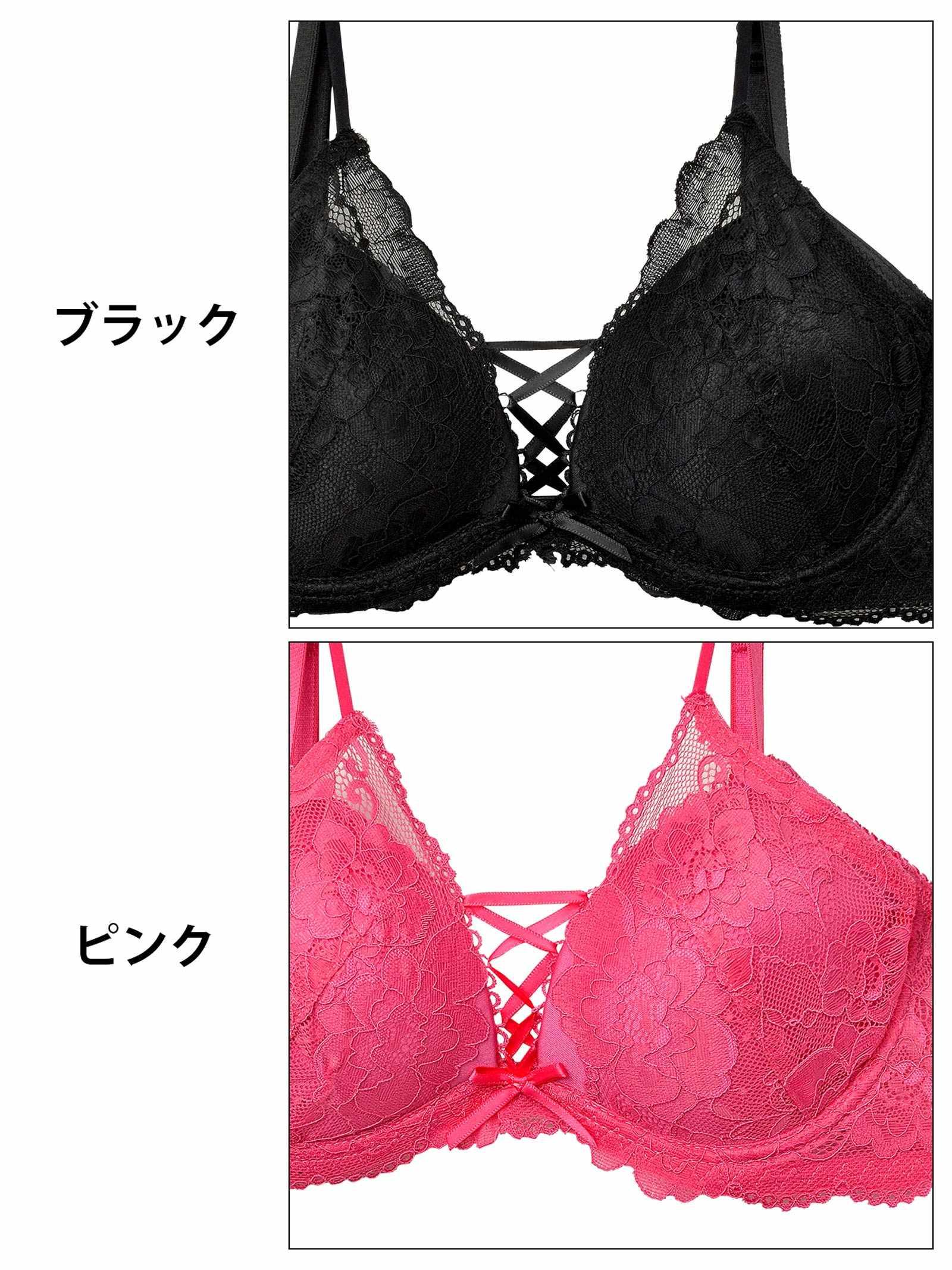 【EFサイズ】オールフラワーレースアップブラジャー&バック透けフルバックショーツ - 【公式】247Lingerie