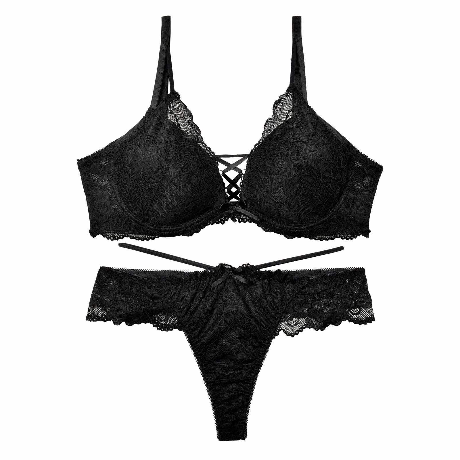 11/28再販!オールフラワーレースアップブラジャー&バック透けTバックショーツ