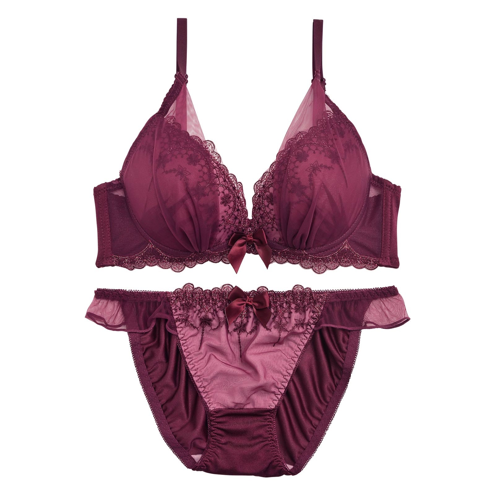 12/11再販!【三上悠亜着用】ロイヤリティチュールフラワーブラジャー&フルバックショーツ