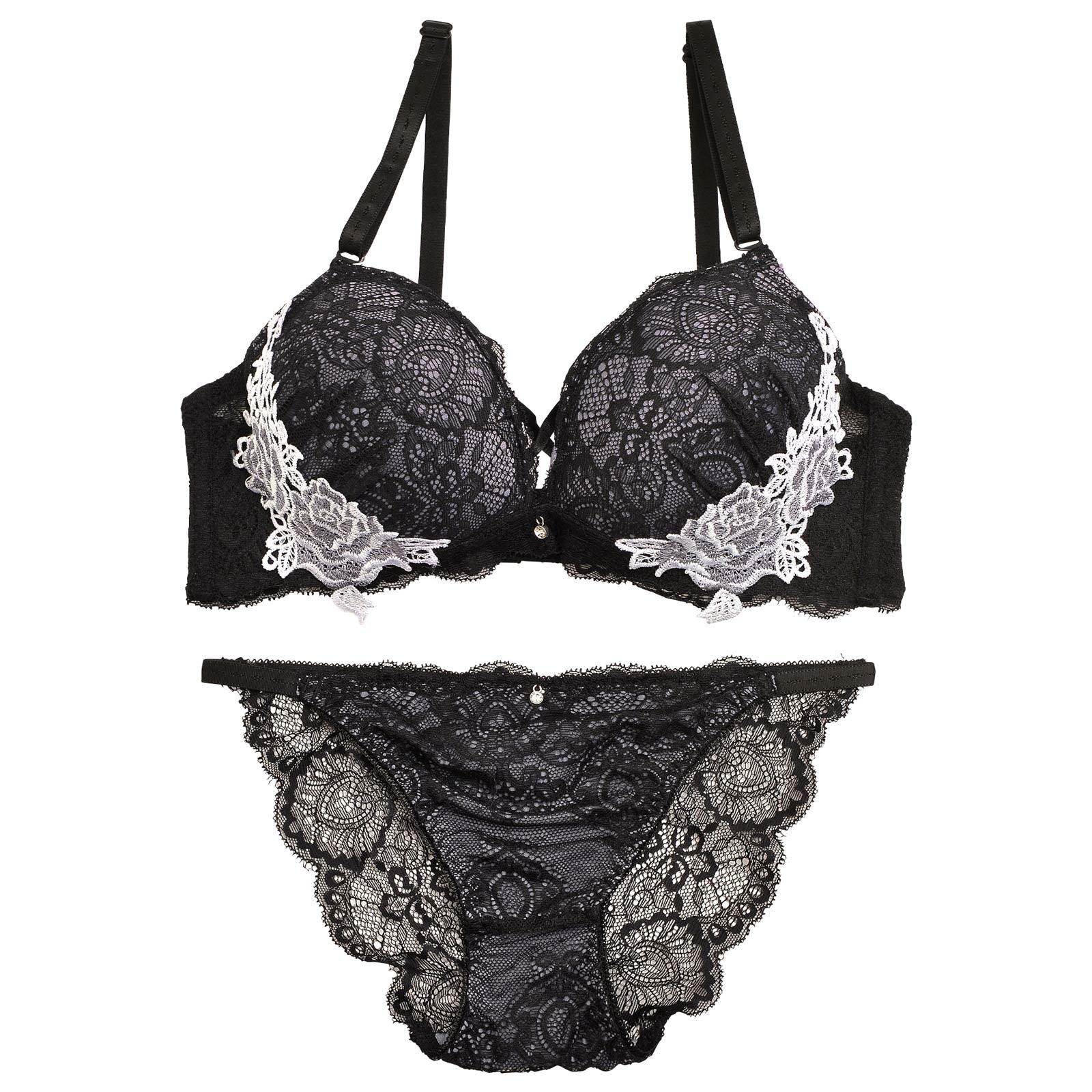 2/19再販!【三上悠亜着用】レーシィアンティークサイドローズ刺繍ブラジャー&バック透けフルバックショーツ - 【公式】247Lingerie