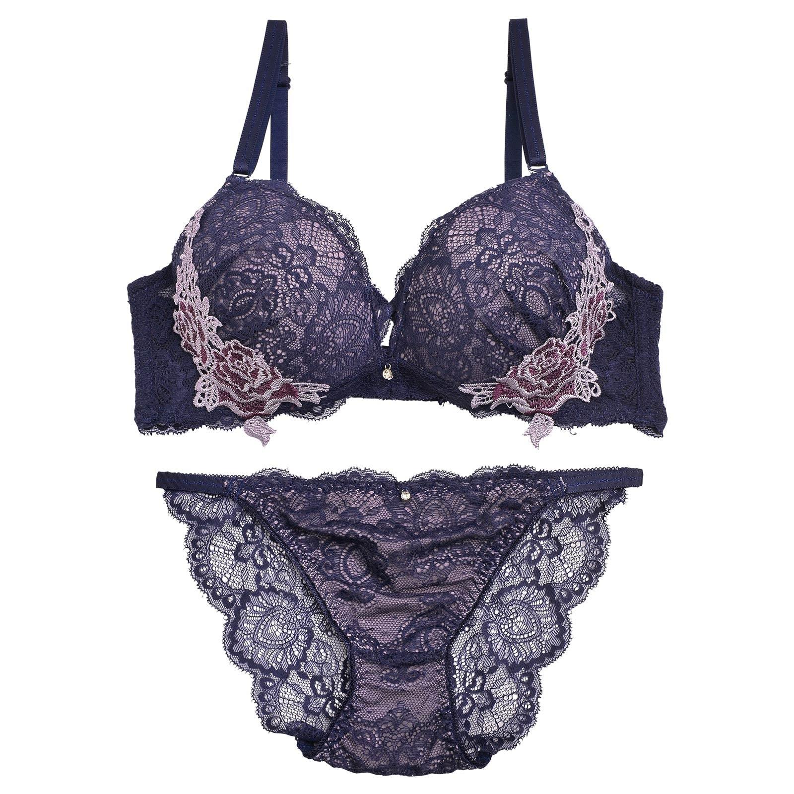 2/19再販!【三上悠亜着用】レーシィアンティークサイドローズ刺繍ブラジャー&バック透けフルバックショーツ - 【公式】247Lingerie