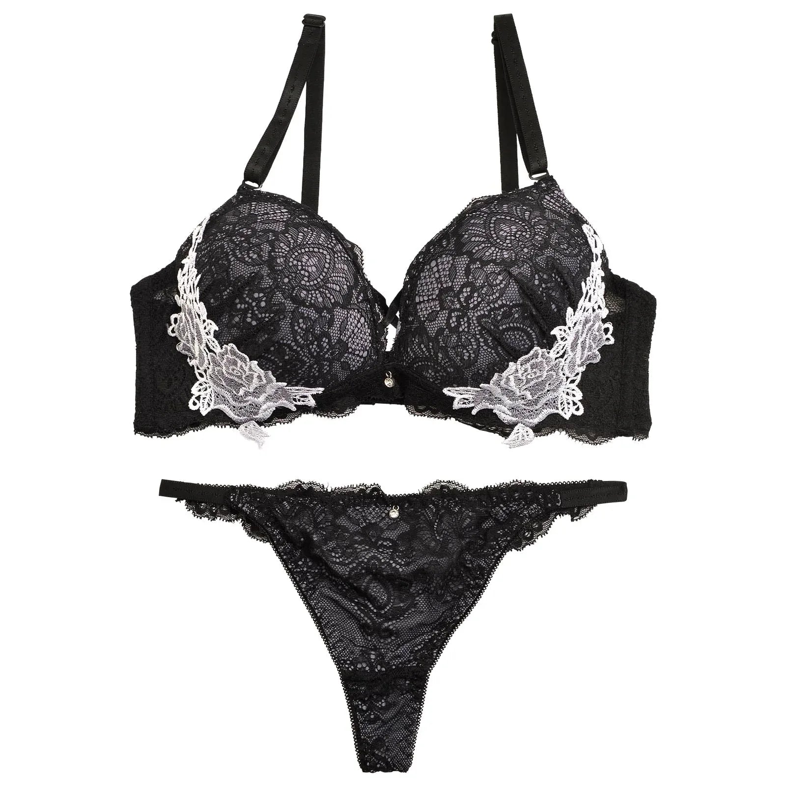 【三上悠亜着用】レーシィアンティークサイドローズ刺繍ブラジャー&バック透けTバックショーツ - 【公式】247Lingerie