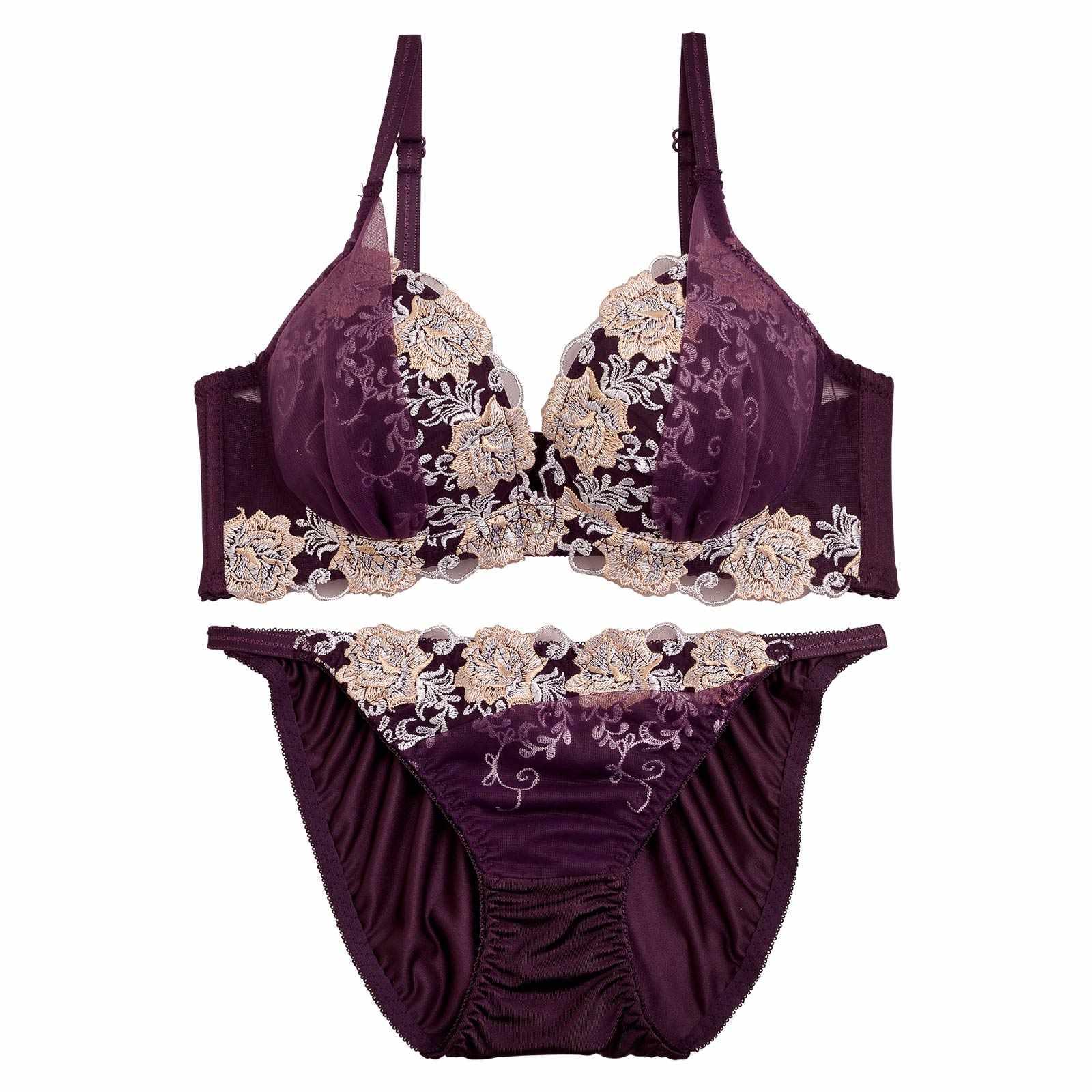 3/3再販!【三上悠亜着用】グロッシィフラワーエンブロイダリー育乳脇高ブラジャー&フルバックショーツ